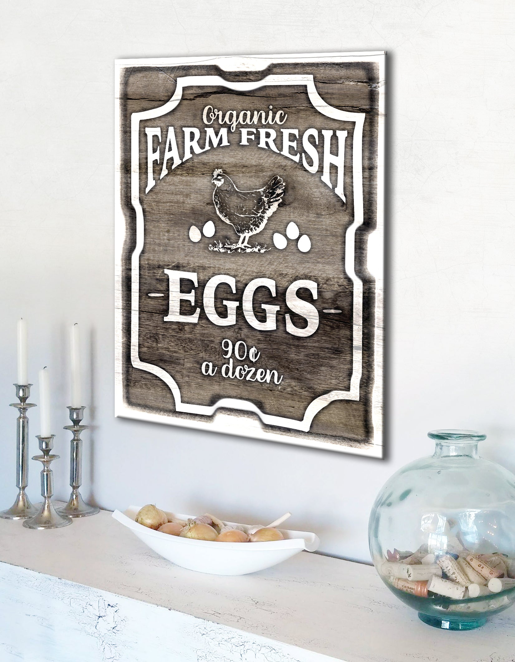 Exclusive Farm Wall Art: Ready-to-Hang Wood Framed Farm Fresh Eggs Design