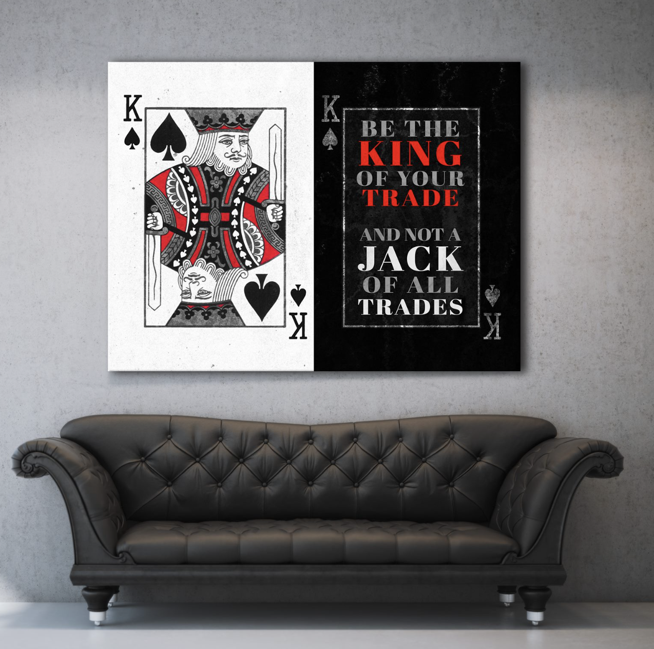 High - Quality Wood - Framed 'King Of All Trades' Business Wall Art Ready To Hang