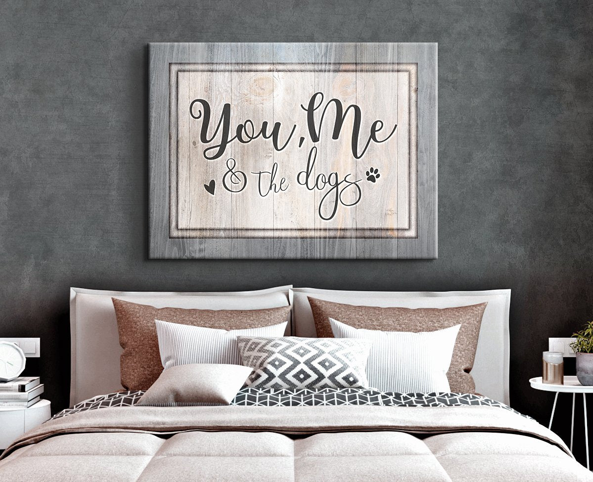 High - Quality 'You Me & The DOGS V2' Pet Wall Art with Wood Frame, Ready to Hang