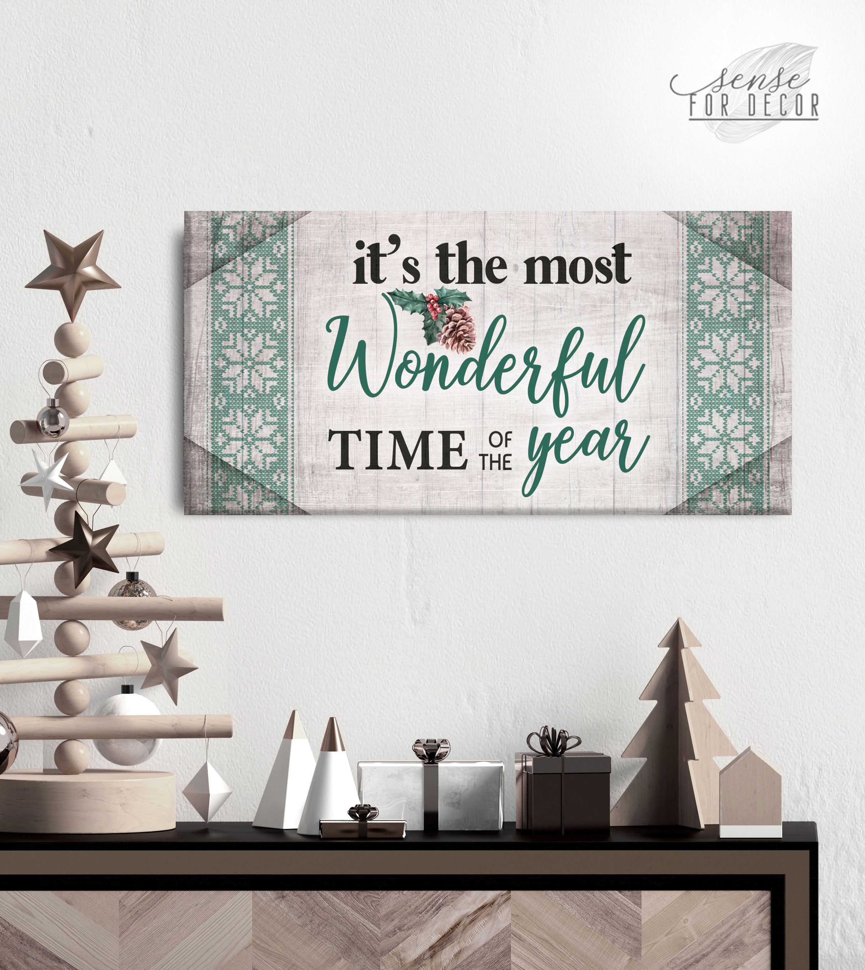 Holiday Wall Art: 'It's the Best Time of the Year' V2 - Wood Frame, Ready to Hang