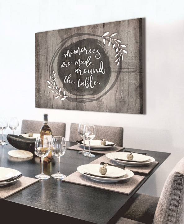 High - Quality Kitchen Wall Art: Hanging Memories Around Table V5 with Wood Frame