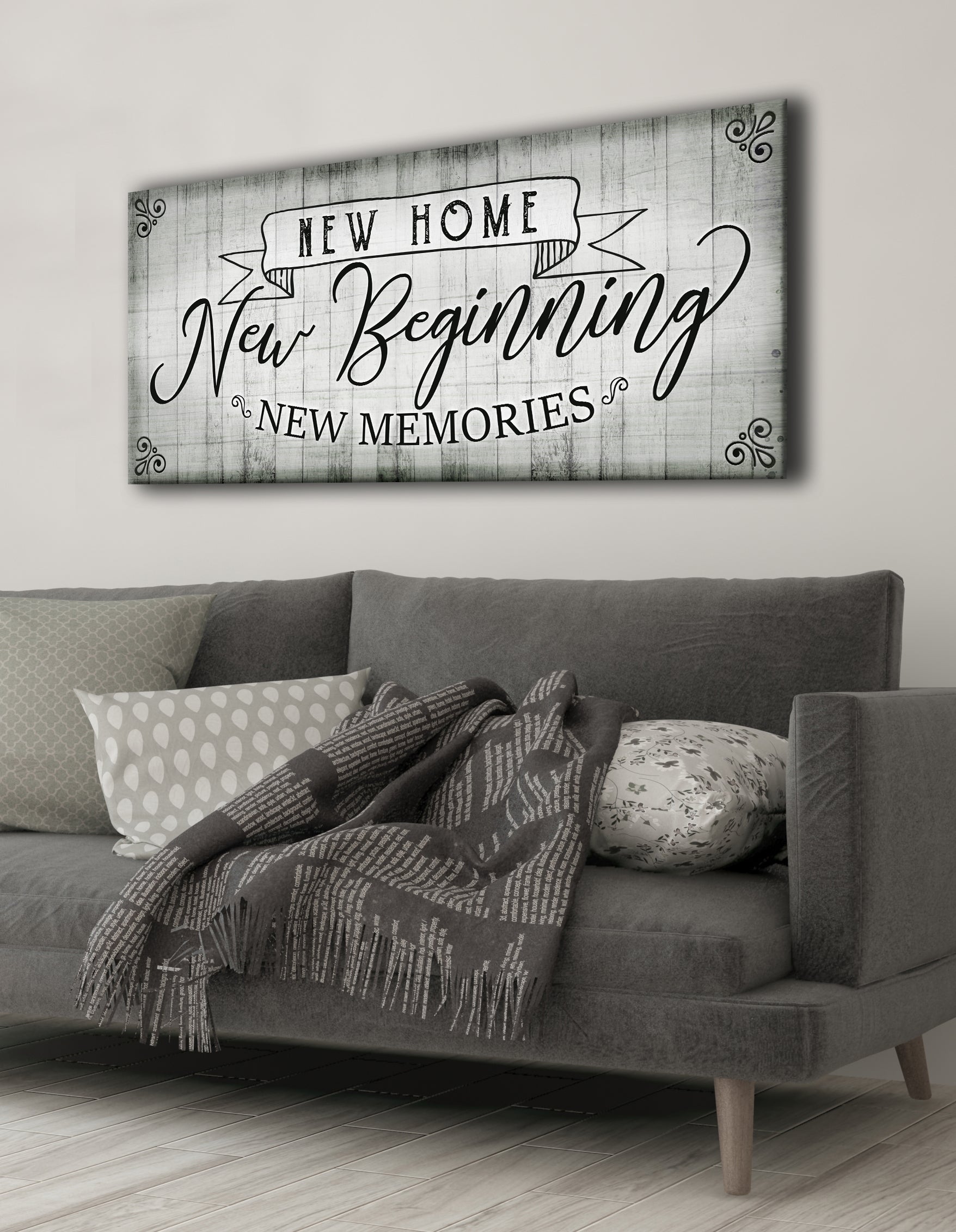 New Home New Beginning V2 Wall Art with Wood Frame - Ready to Hang! Buy 2 Save 20%