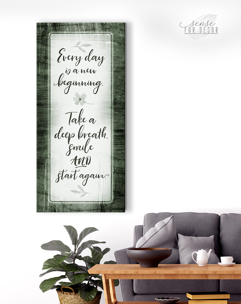 Hot Deal! Inspire Wall Art - 'Every Day is a New Beginning V2' with Wood Frame, Ready to Hang