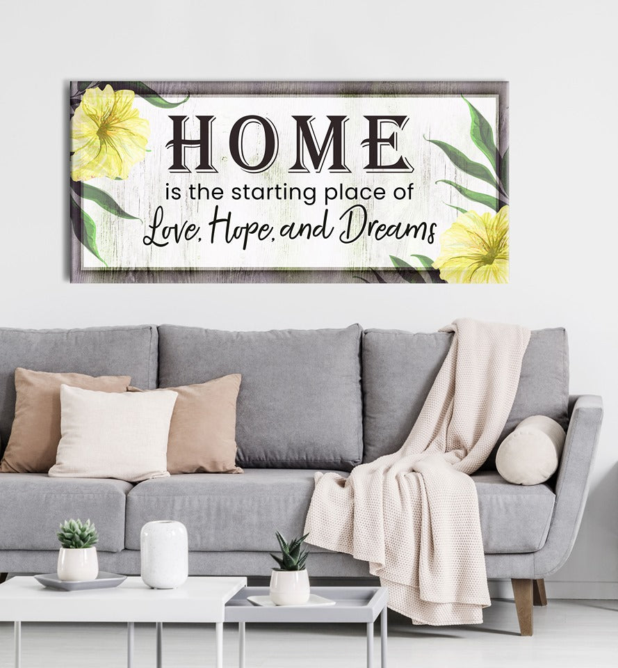 Home Wall Art: 'Home Is The Starting Place' V2 - Wood Frame, Ready To Hang! Buy 2, Save 20%
