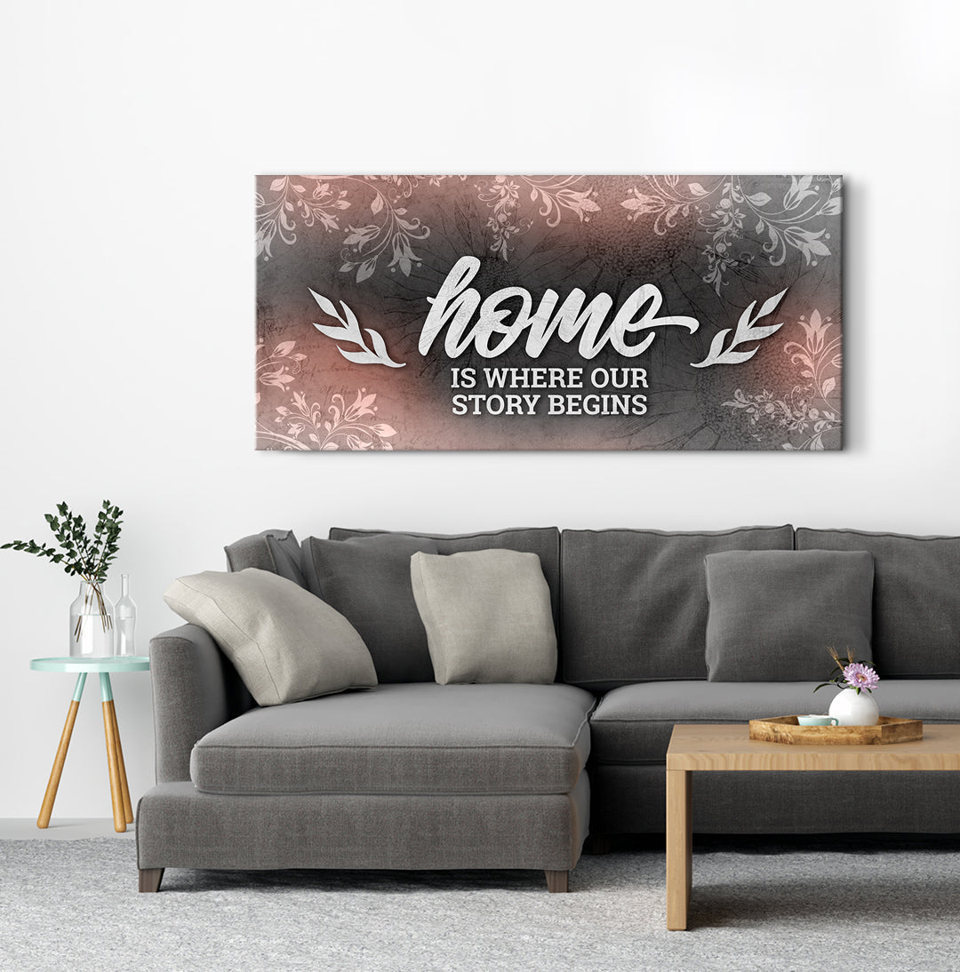 Exclusive! Home Wall Art - 'Home is Where Our Story Begins V3' (Wood Frame, Ready To Hang)
