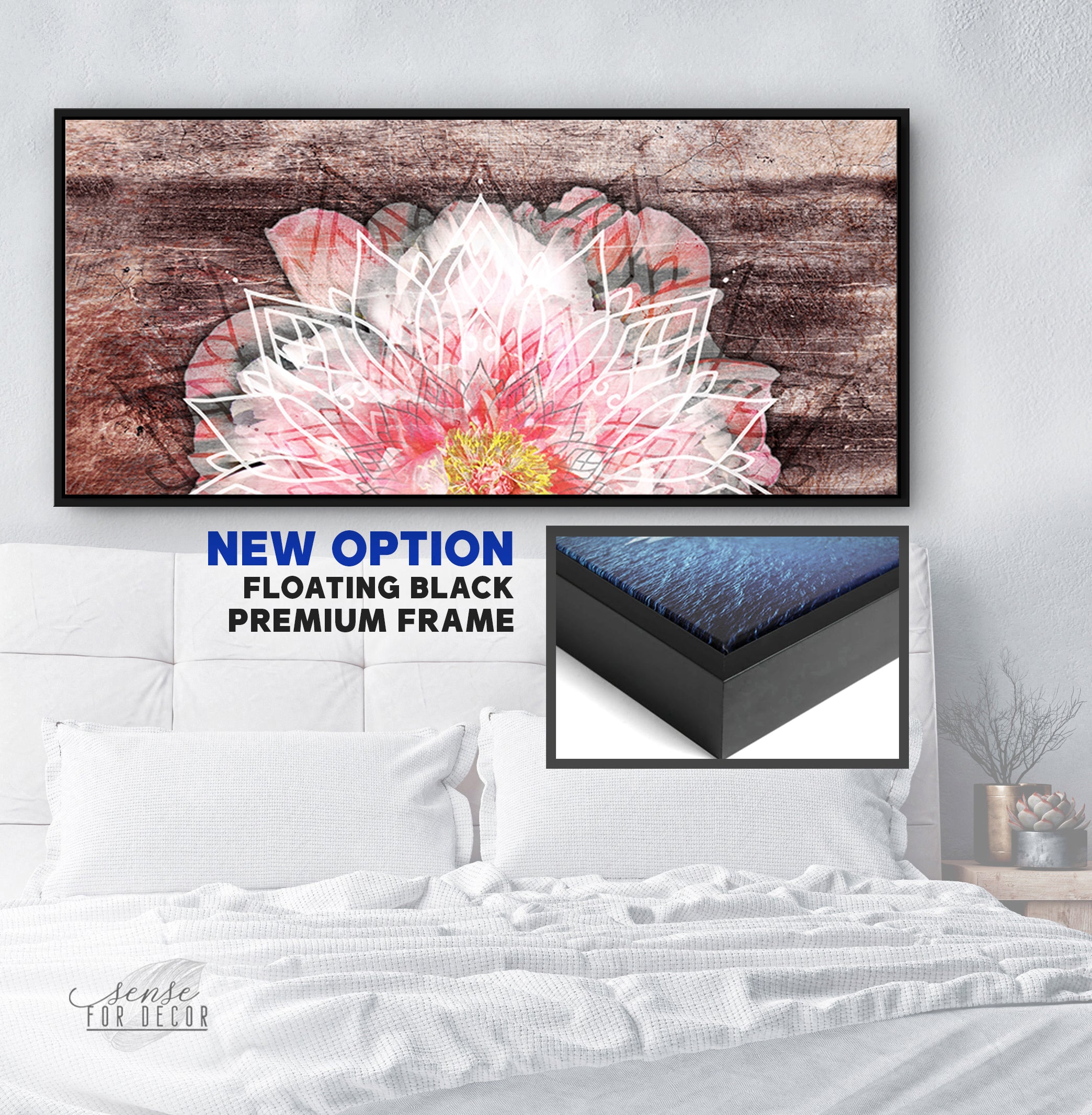 Boho Peony Flower Wall Art with Wood Frame, Ready to Hang - Buy 2 Get 20% Off!