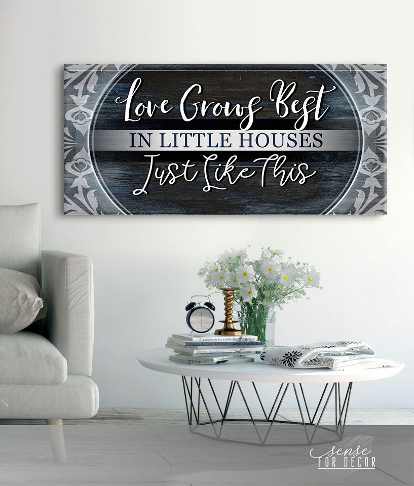 Hot! Ready-to-Hang Wood Frame Wall Art: Love Grows Best In Little Houses V4