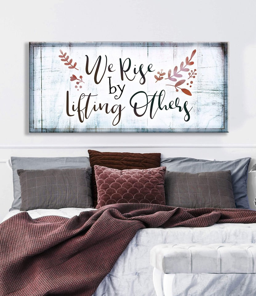 Ready-to-Hang Wood Frame Wall Art: 'We Rise By Lifting Others' V2
