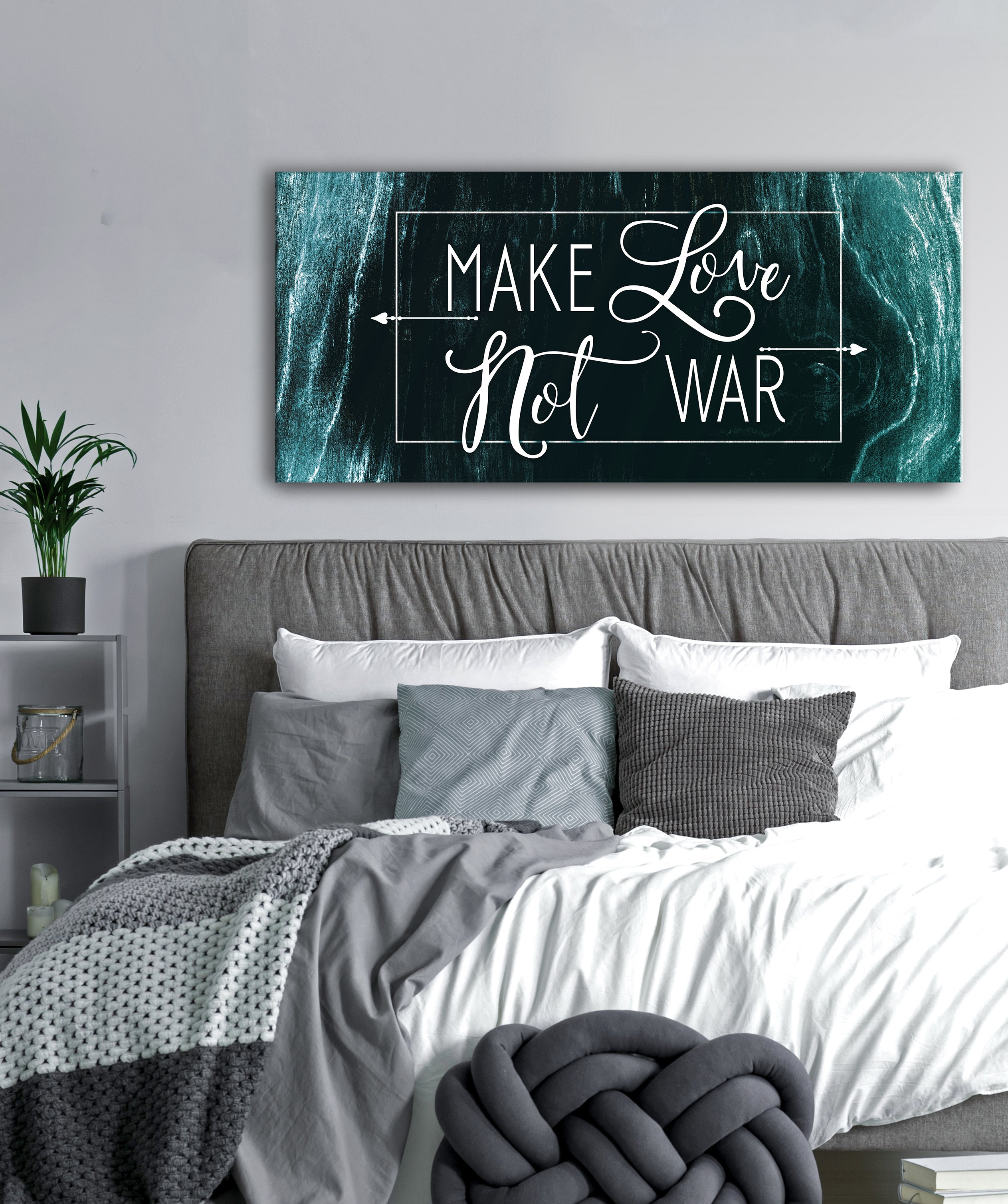 High - Quality Wood - Framed 'Make Love Not War' Home Wall Art, Ready to Hang