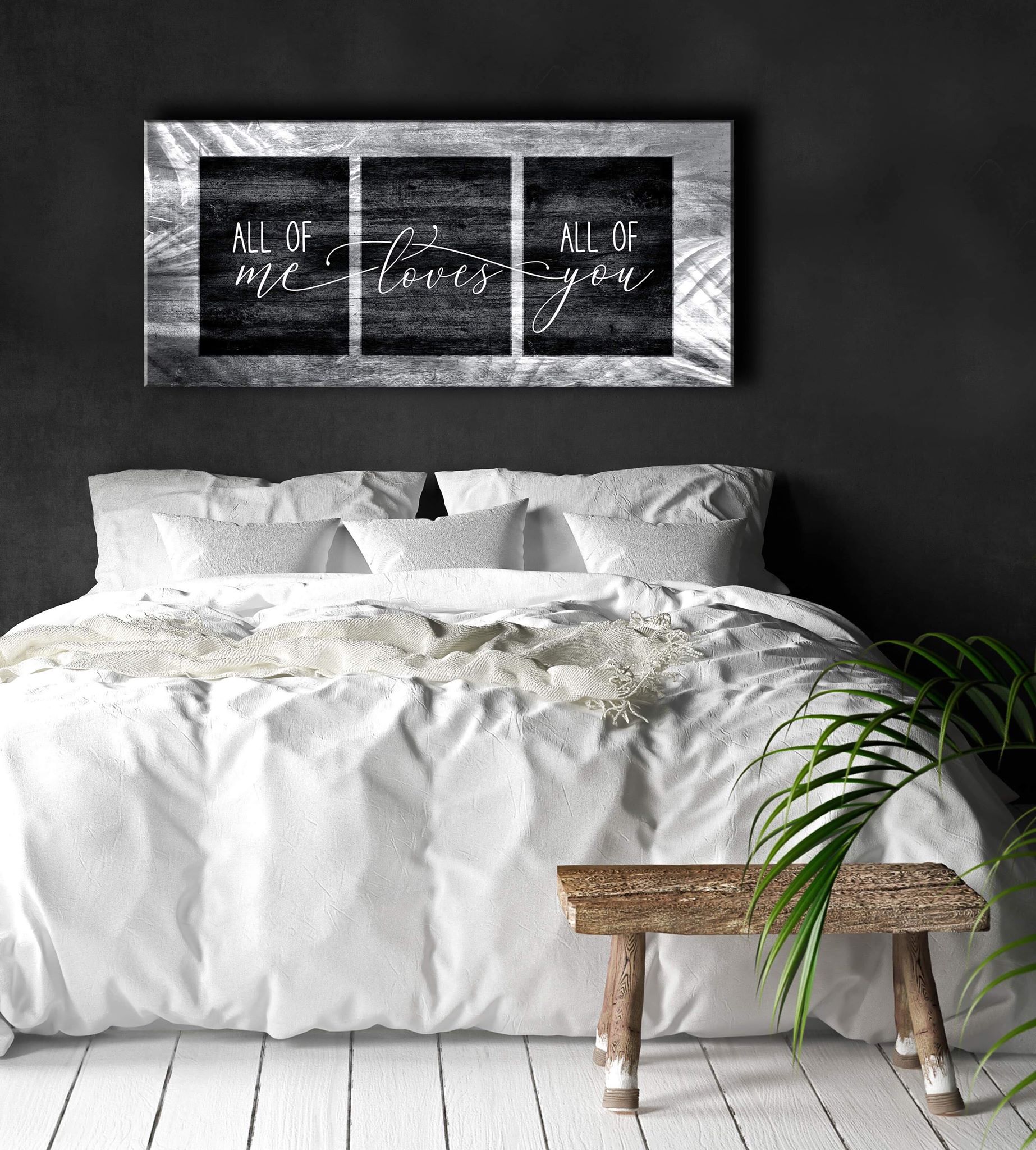 Hot! Couples Wall Art - 'All Of Me Loves All Of You' V4 (Wood Frame, Ready To Hang)