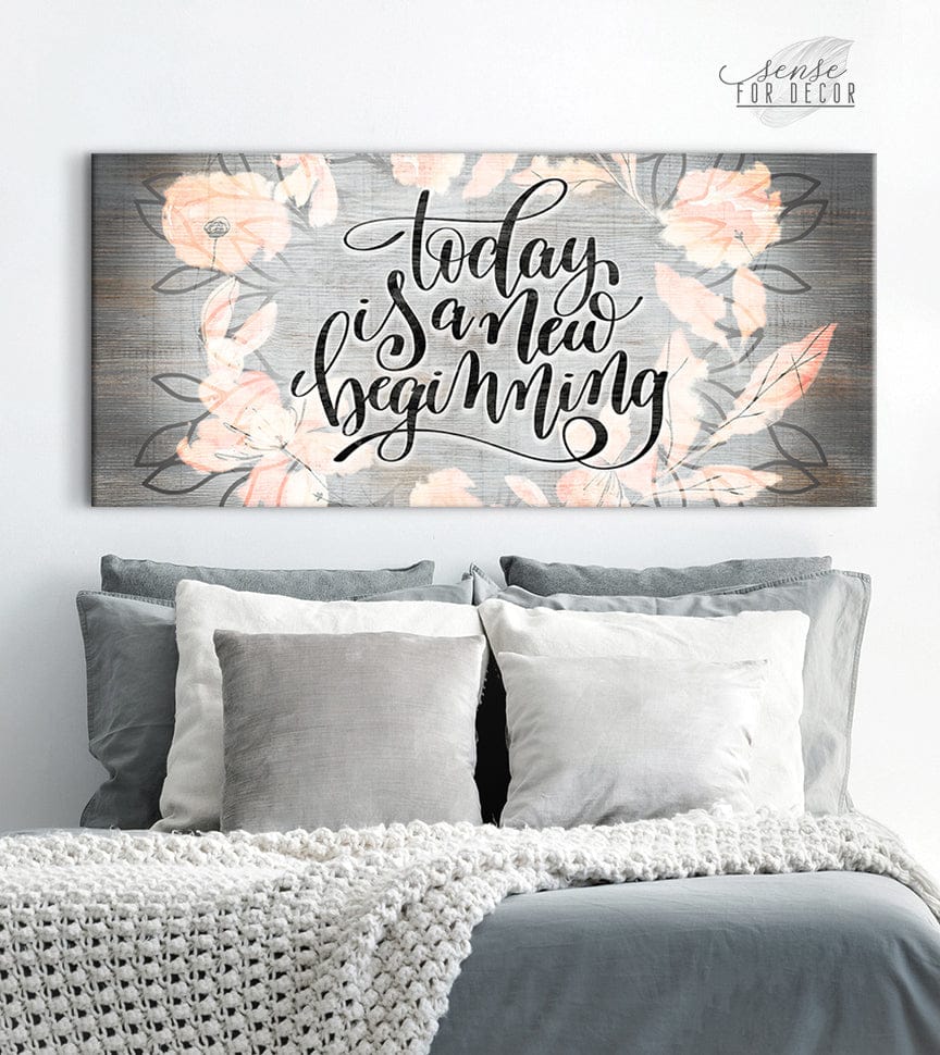 Exclusive Offer! Inspiring Wall Art - 'Today is a New Beginning' with Wood Frame, Ready to Hang