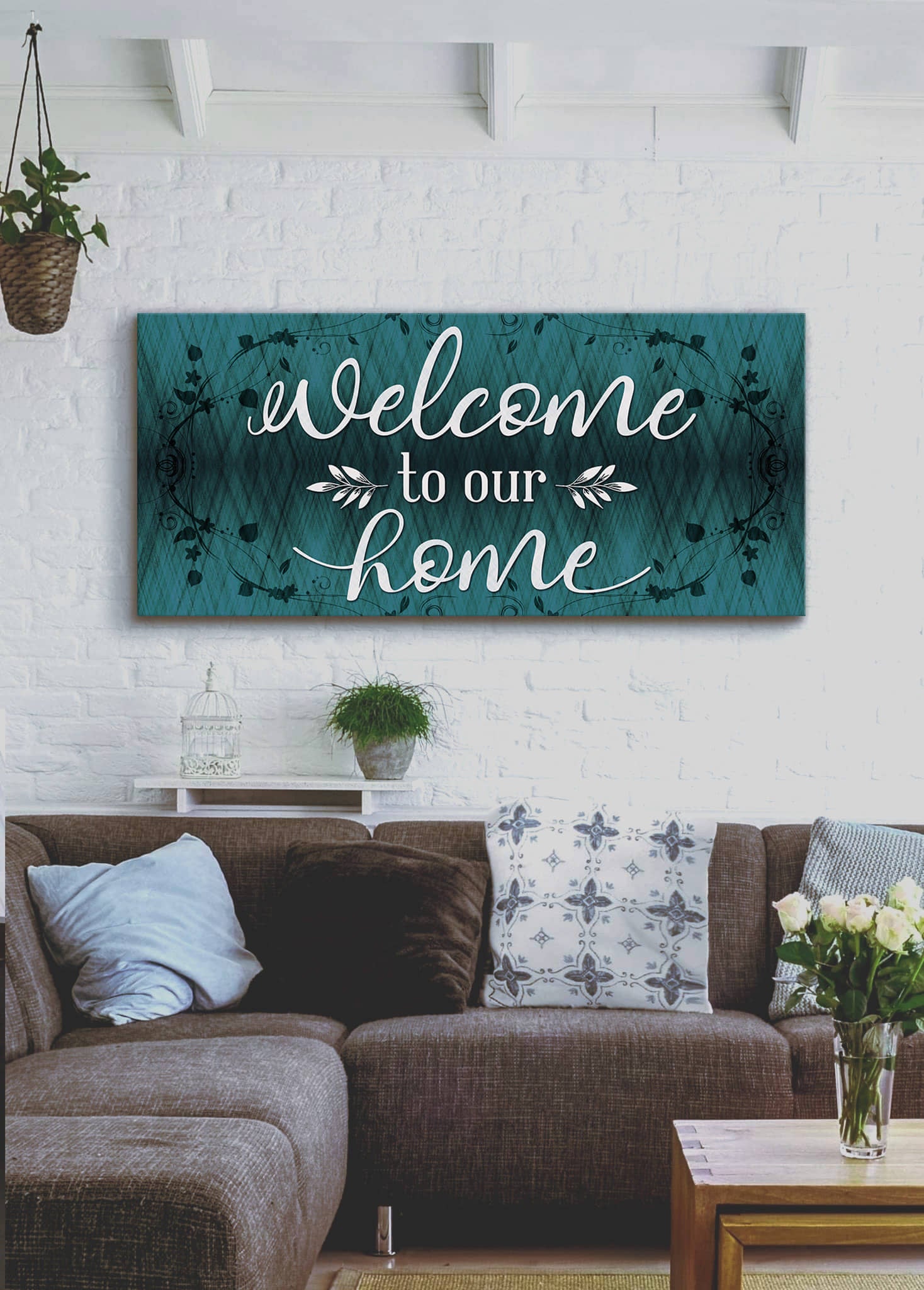 High - Quality Wood - Framed Home Wall Art: 'Welcome To Our Home' V10, Ready To Hang