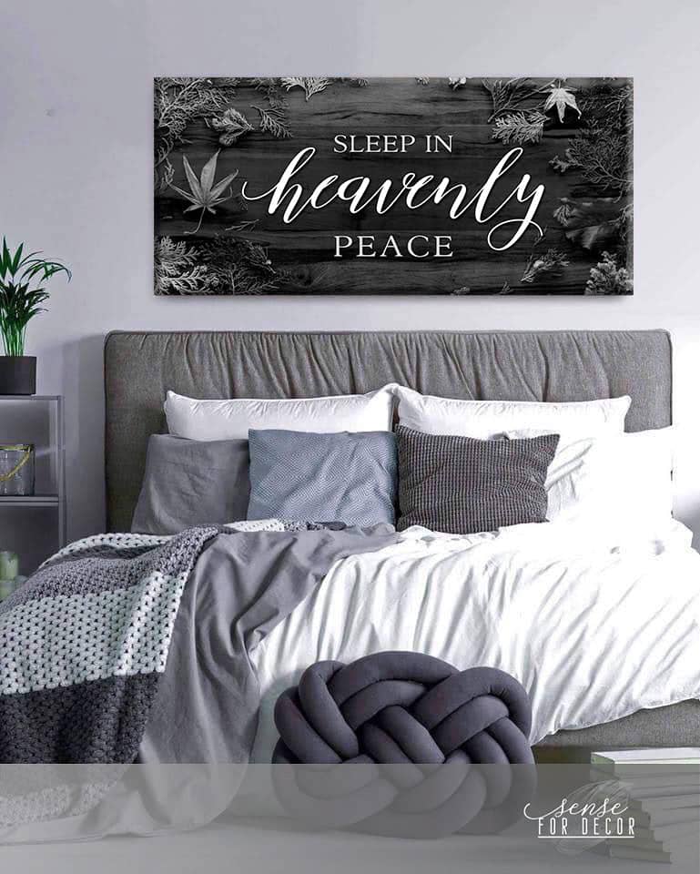 Exclusive Bedroom Wall Art: Sleep Peacefully (Wood Frame, Ready To Hang)