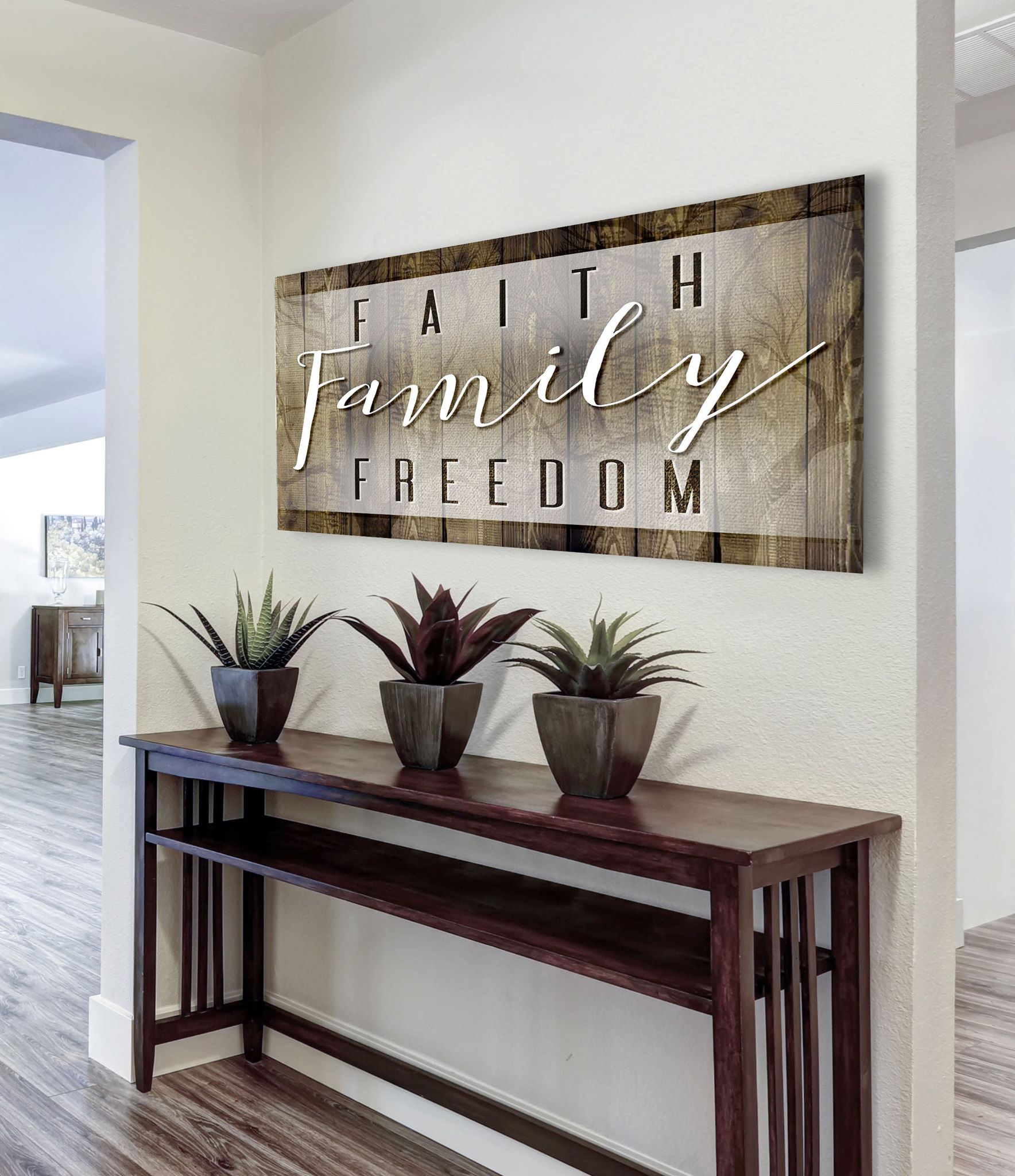 Faith Family Freedom Wall Art (Wood Frame, Ready To Hang) - Buy 2 Save 20%