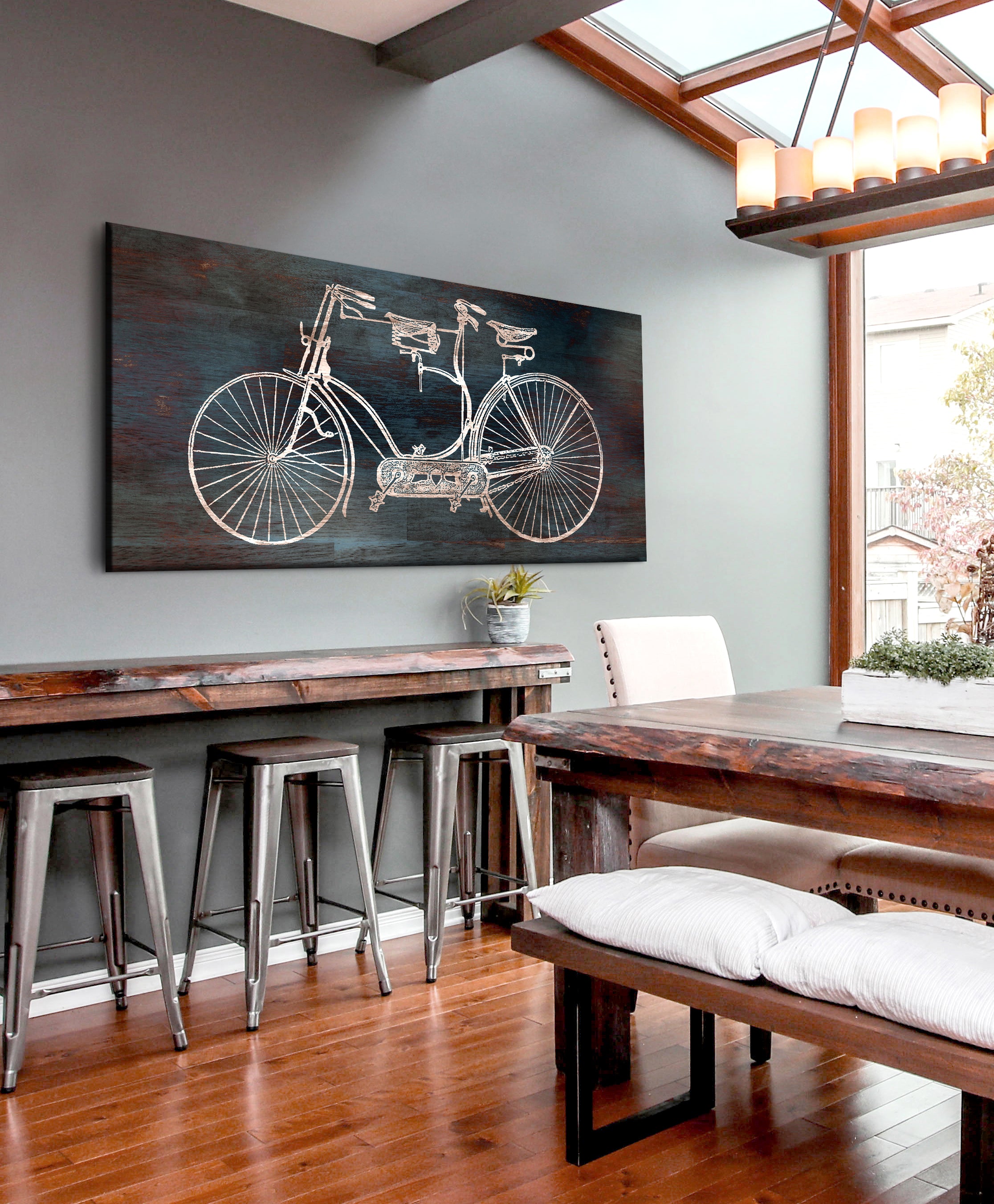 Exclusive Vintage Double Bike Wall Art (Wood Frame, Ready To Hang)