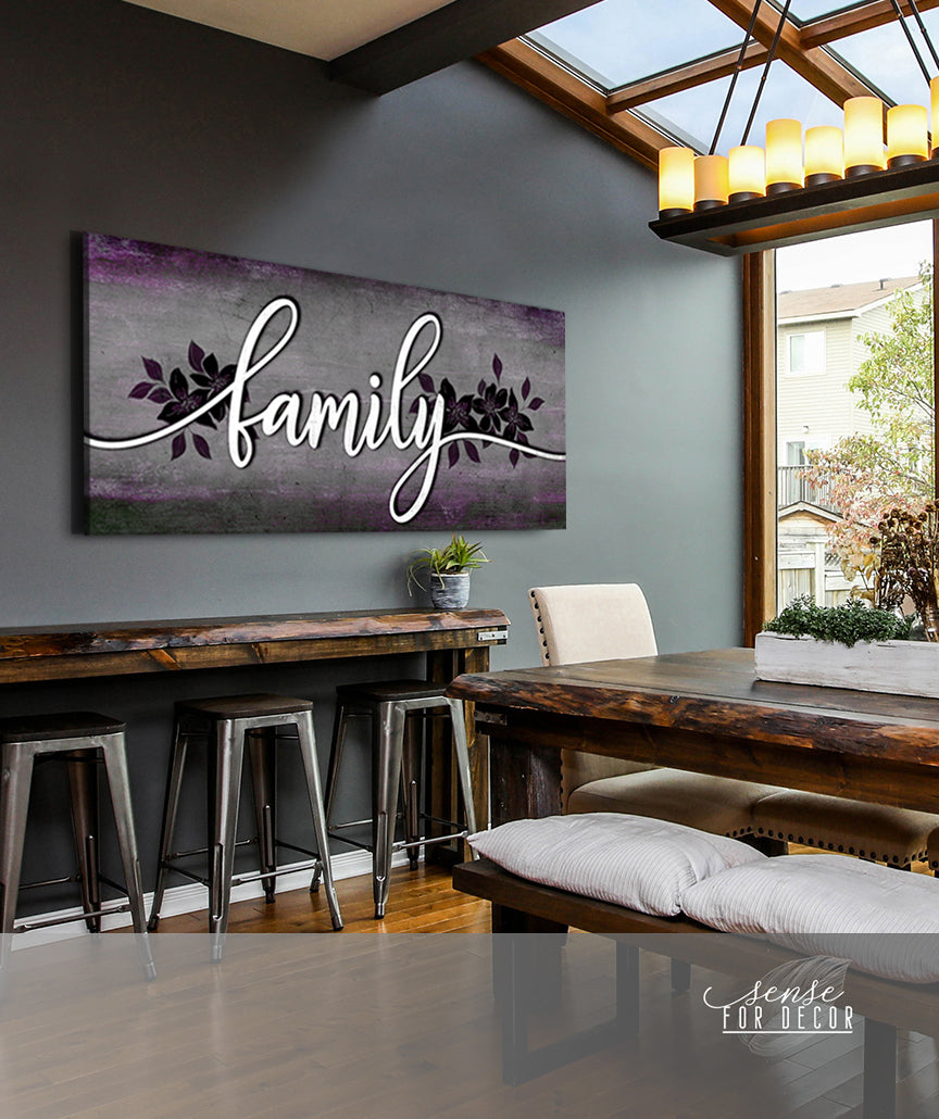 Hot Deal! Family Wall Art - Ready-to-Hang Family Word Sign V12 with Wood Frame