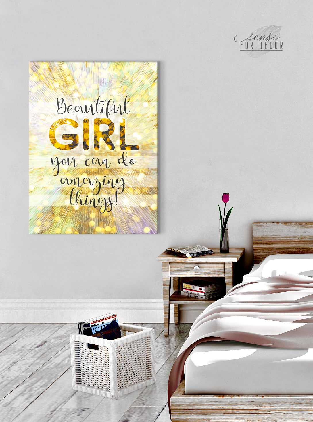 Exclusive Teen Wall Art: 'You Can Do Amazing Things' Beautiful Girl (Wood Frame, Ready to Hang)