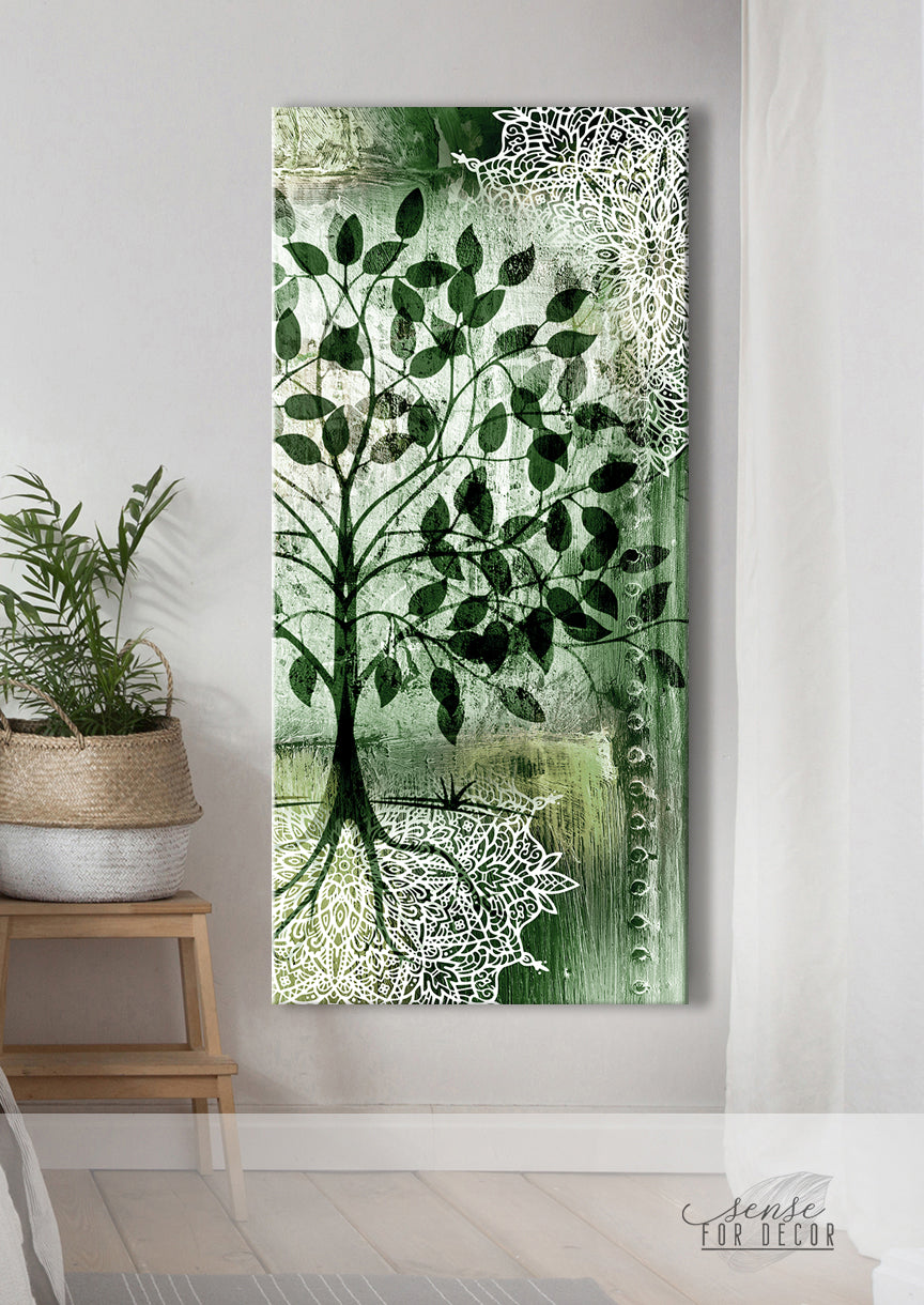Boho Tree Wall Art V2 with Wood Frame (Ready to Hang) - Great Deal!