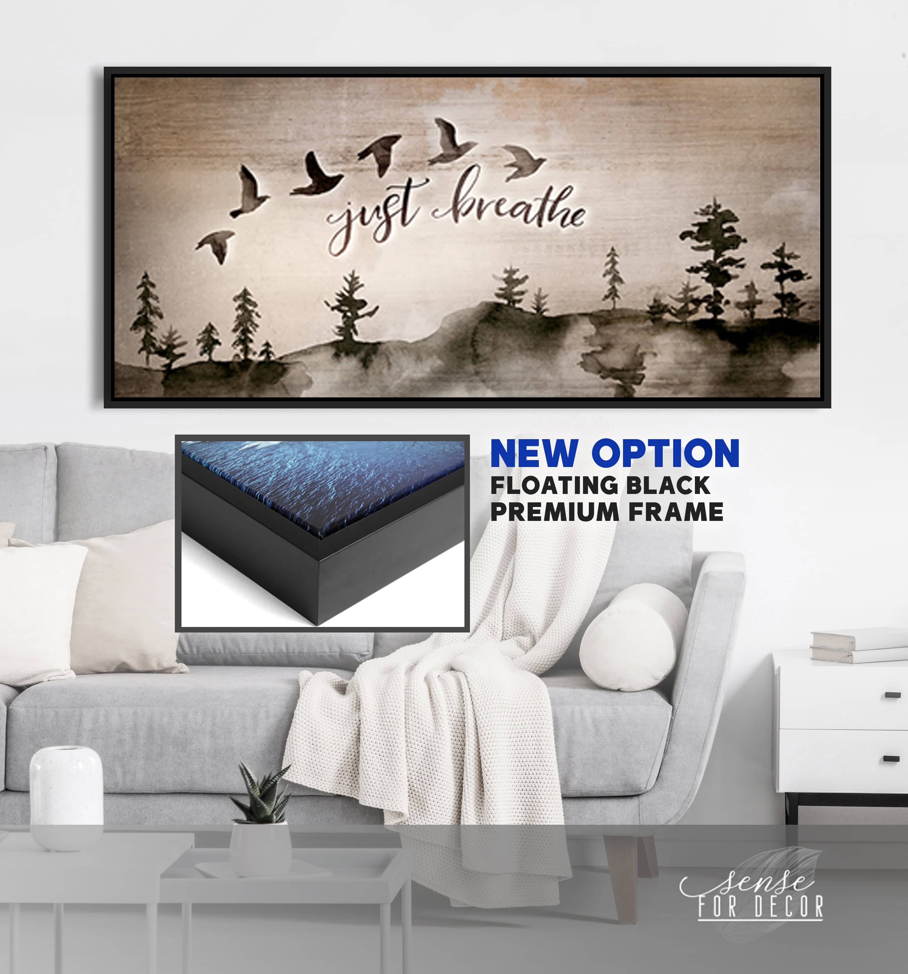 Just Breathe V9 Bedroom Wall Art (Wood Frame, Ready to Hang) - Buy 2, Save 20%