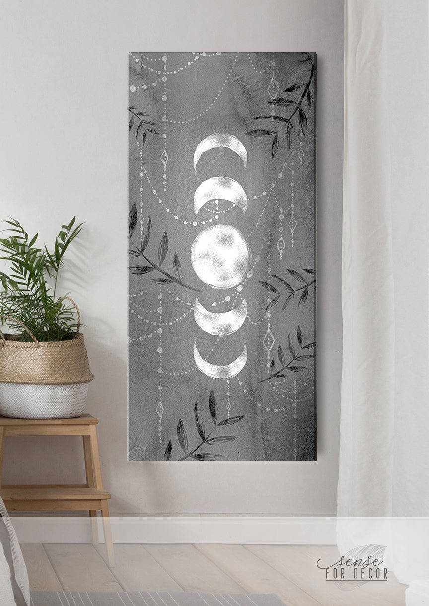 Hot! Boho Moon Phases Wall Art V3 with Wood Frame, Ready to Hang