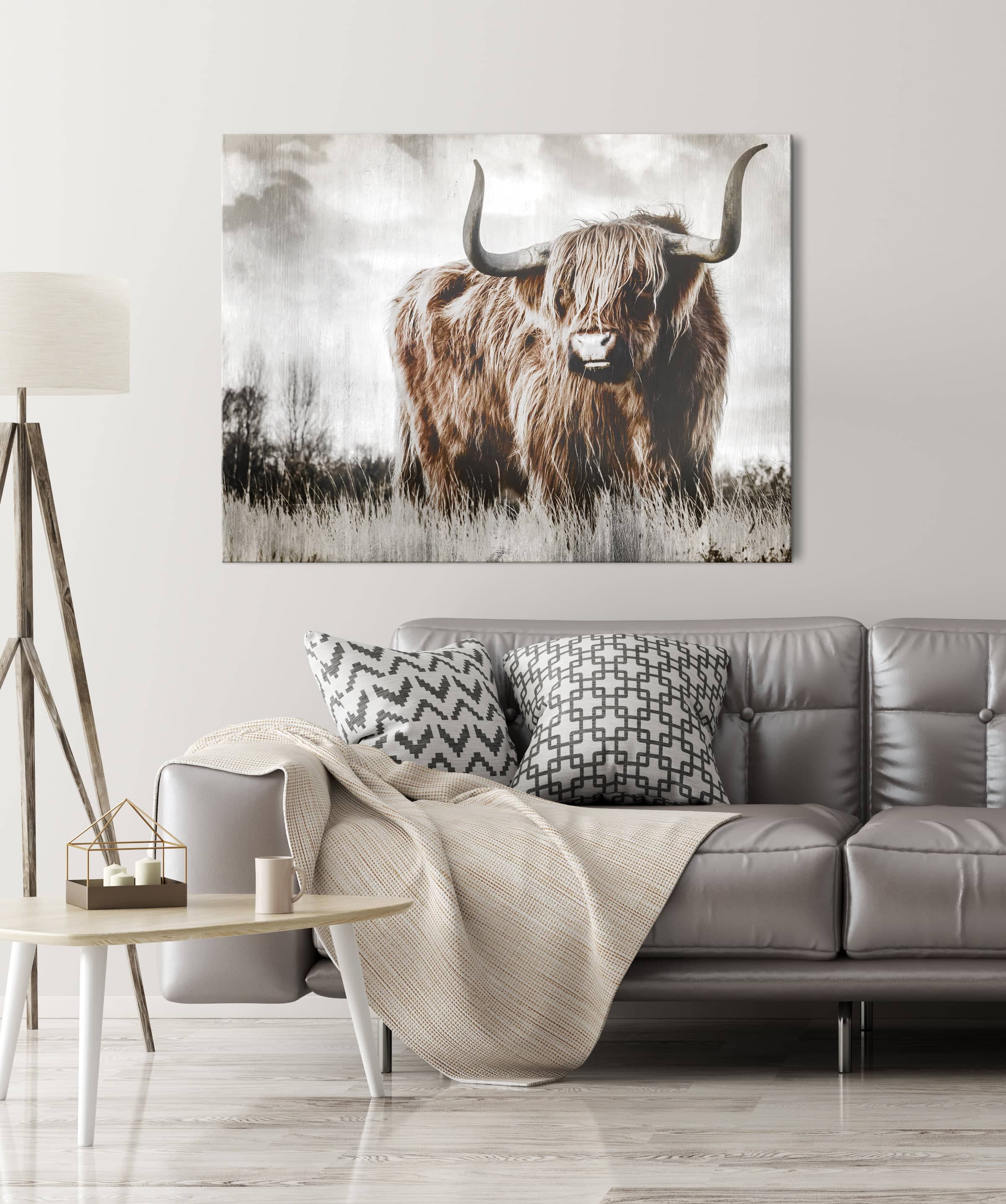 Hot Deal! Ready - to - Hang Highland Cattle V2 Animal Wall Art with Wood Frame