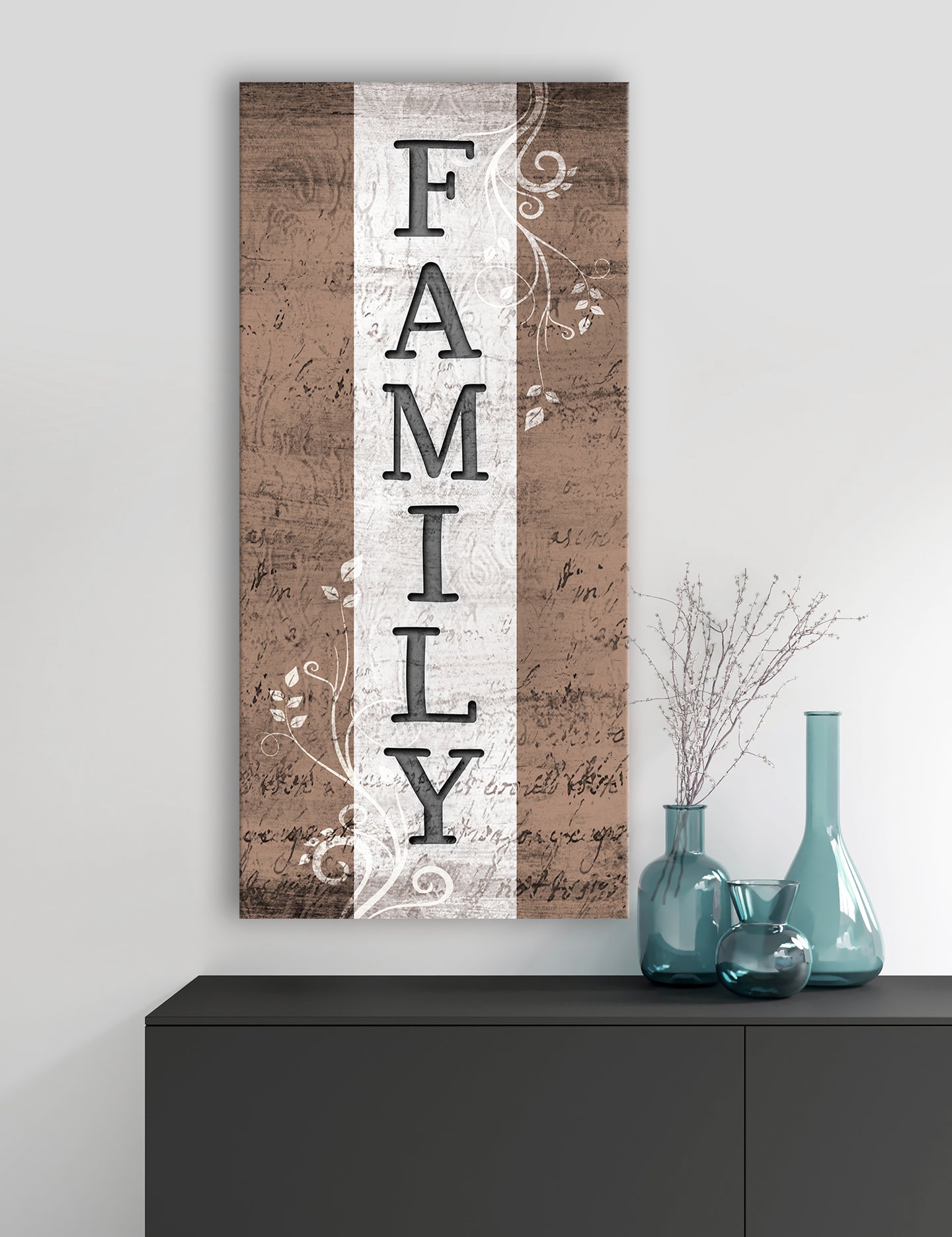 High - Quality Family Word Sign V6 with Wood Frame, Ready to Hang for Your Home