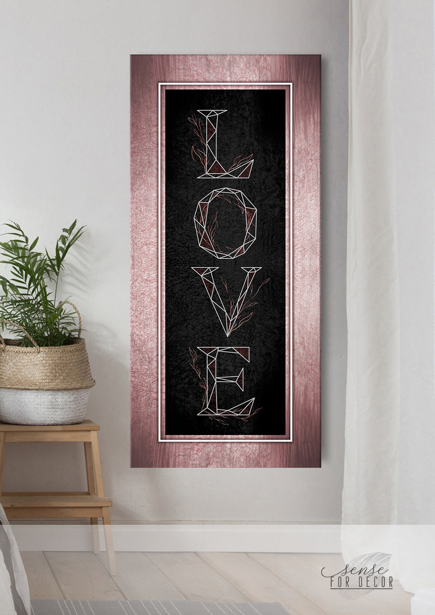 Hot! Couples Love Word Sign Wall Art V3 with Wood Frame (Ready to Hang)
