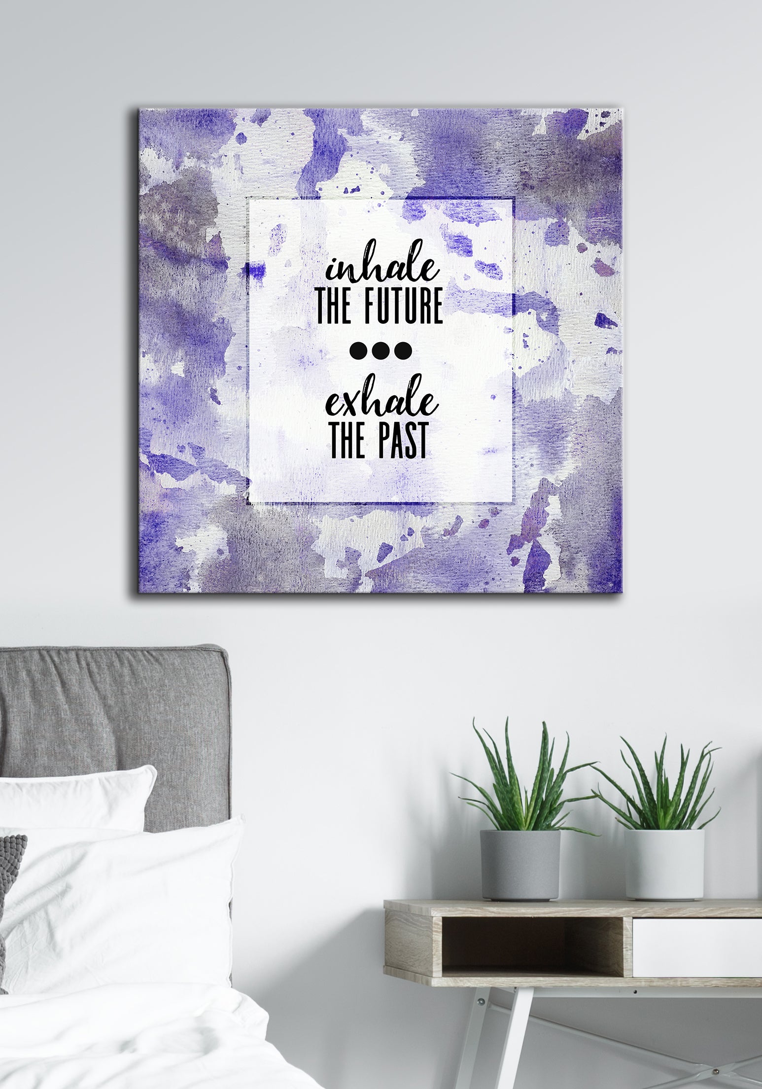 Powerful Women Inspirational Wall Art: Inhale Future with Wood Frame, Ready to Hang