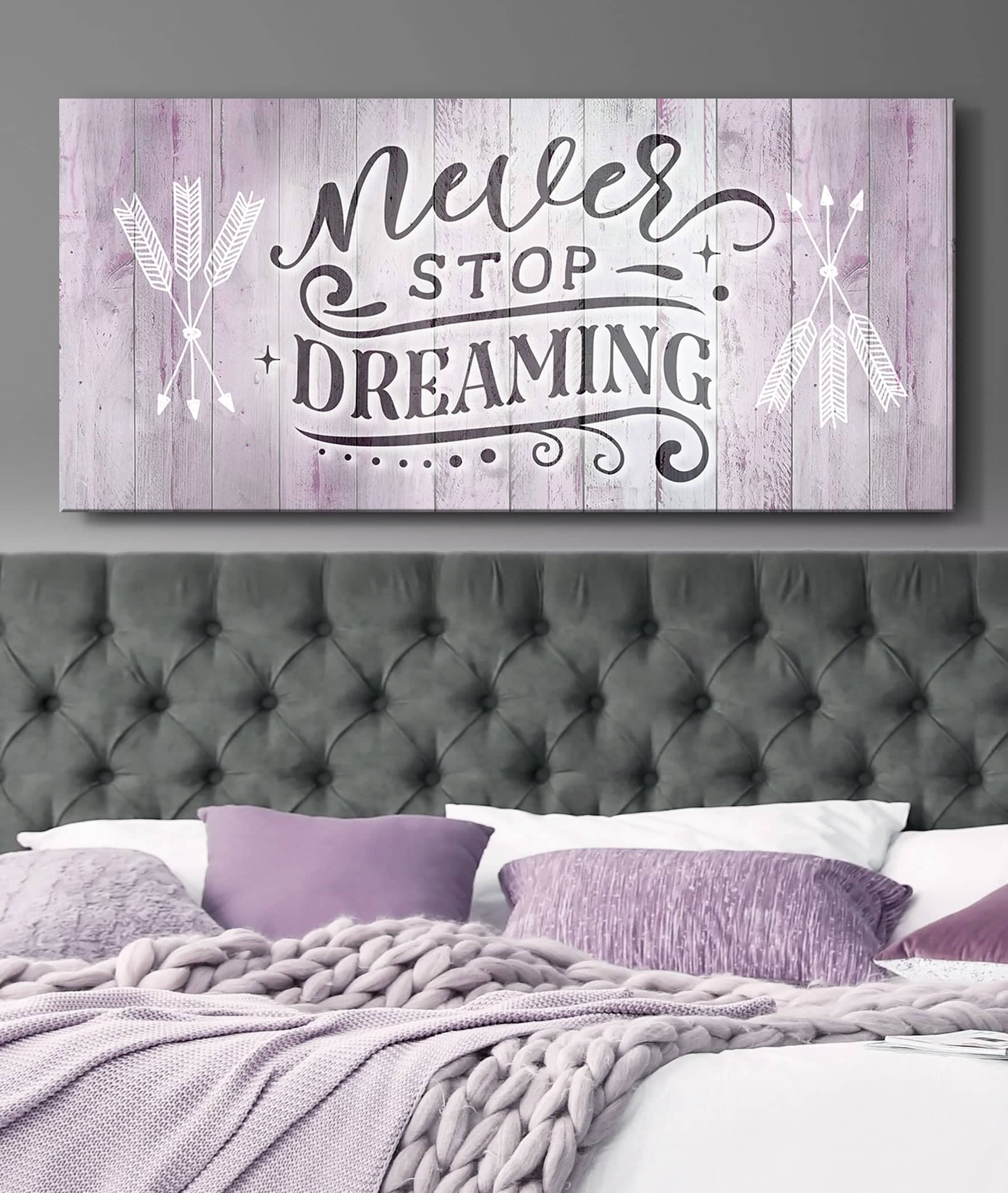Exclusive Bedroom Wall Art: 'Never Stop Dreaming V2' - Wood Frame, Ready to Hang!