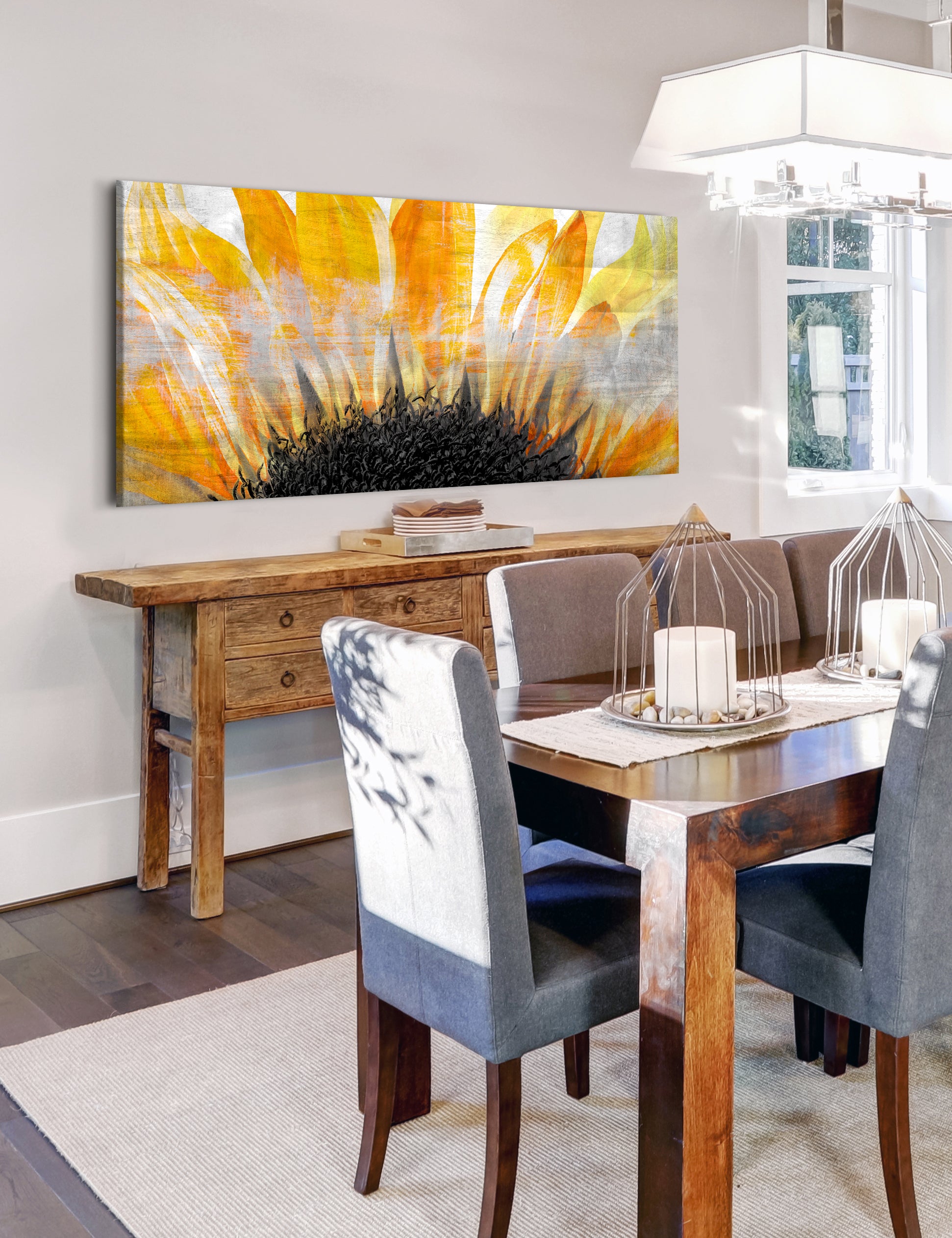 High - Quality Big Sunflower Wall Art with Wood Frame, Ready to Hang