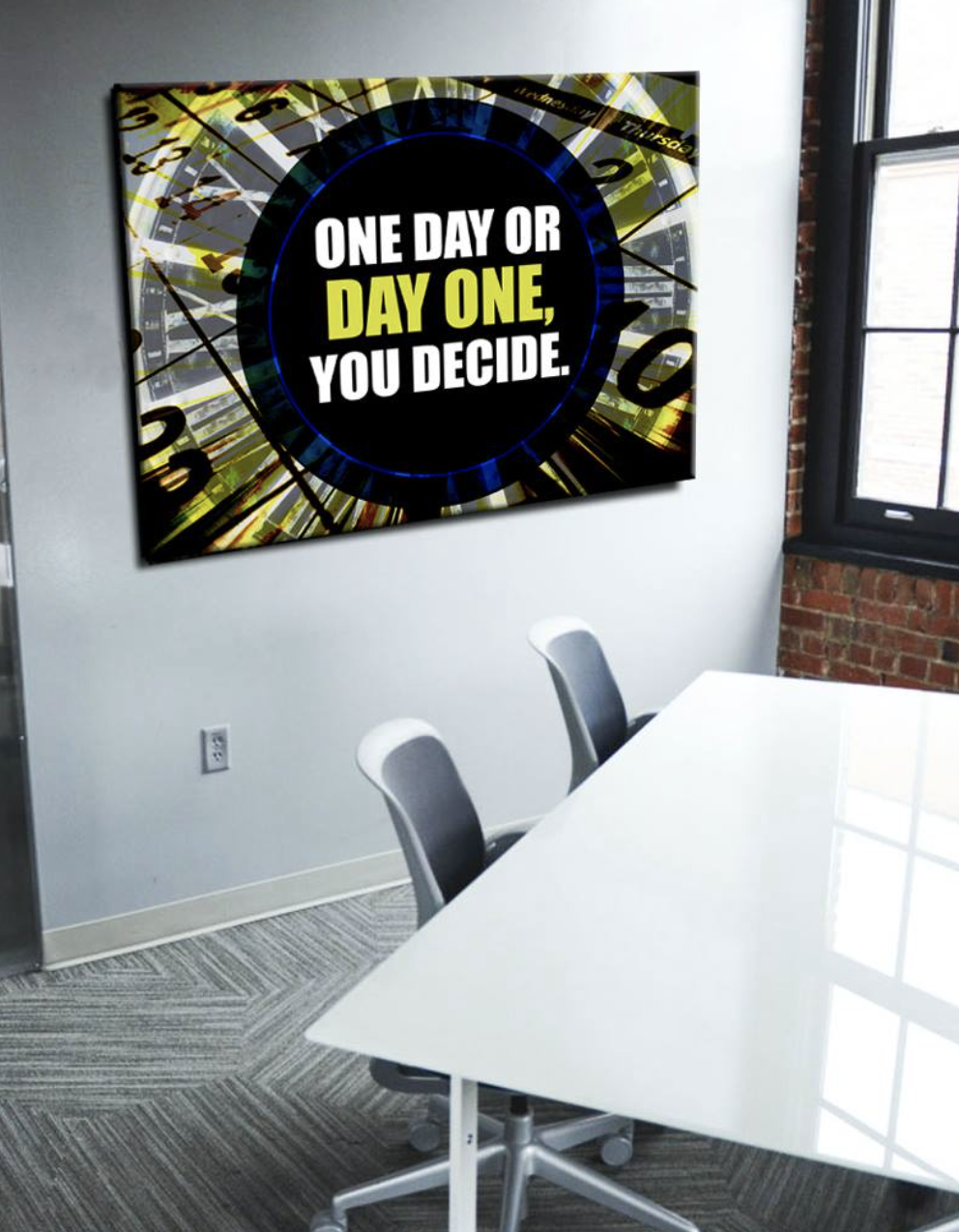 High - Quality Wood - Framed Business Wall Art: 'Day One Or One Day You Decide' Ready To Hang