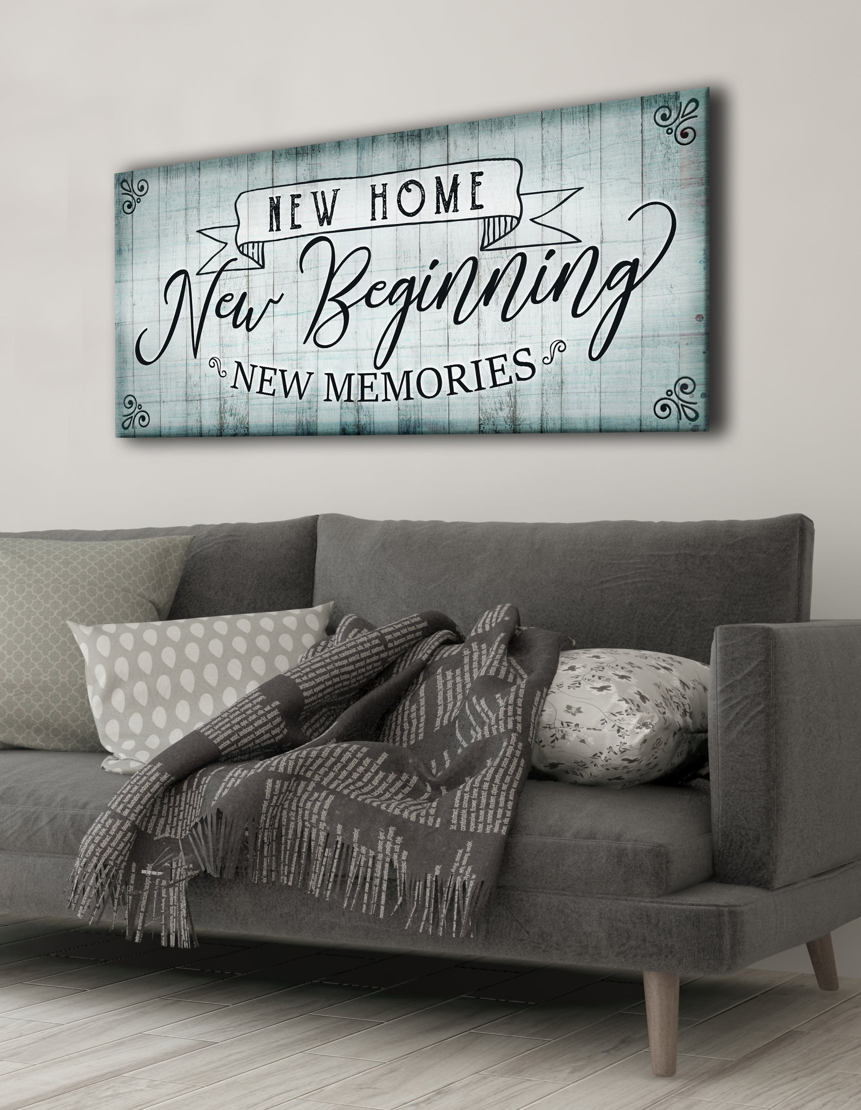 New Home New Beginning V2 Wall Art with Wood Frame - Ready to Hang! Buy 2 Save 20%