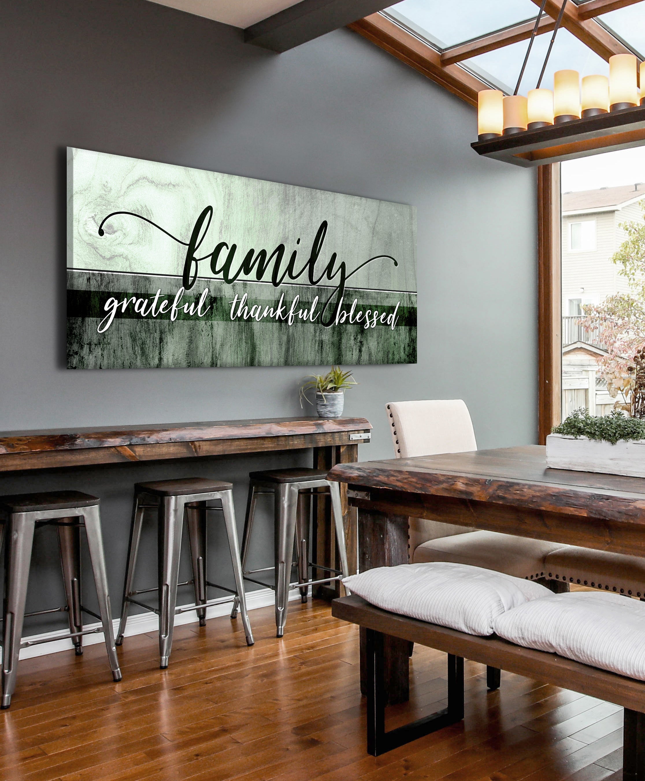 Exclusive Family Wall Art: 'Grateful, Thankful, Blessed' in Wood Frame - Ready to Hang! Buy 2 Save 20%