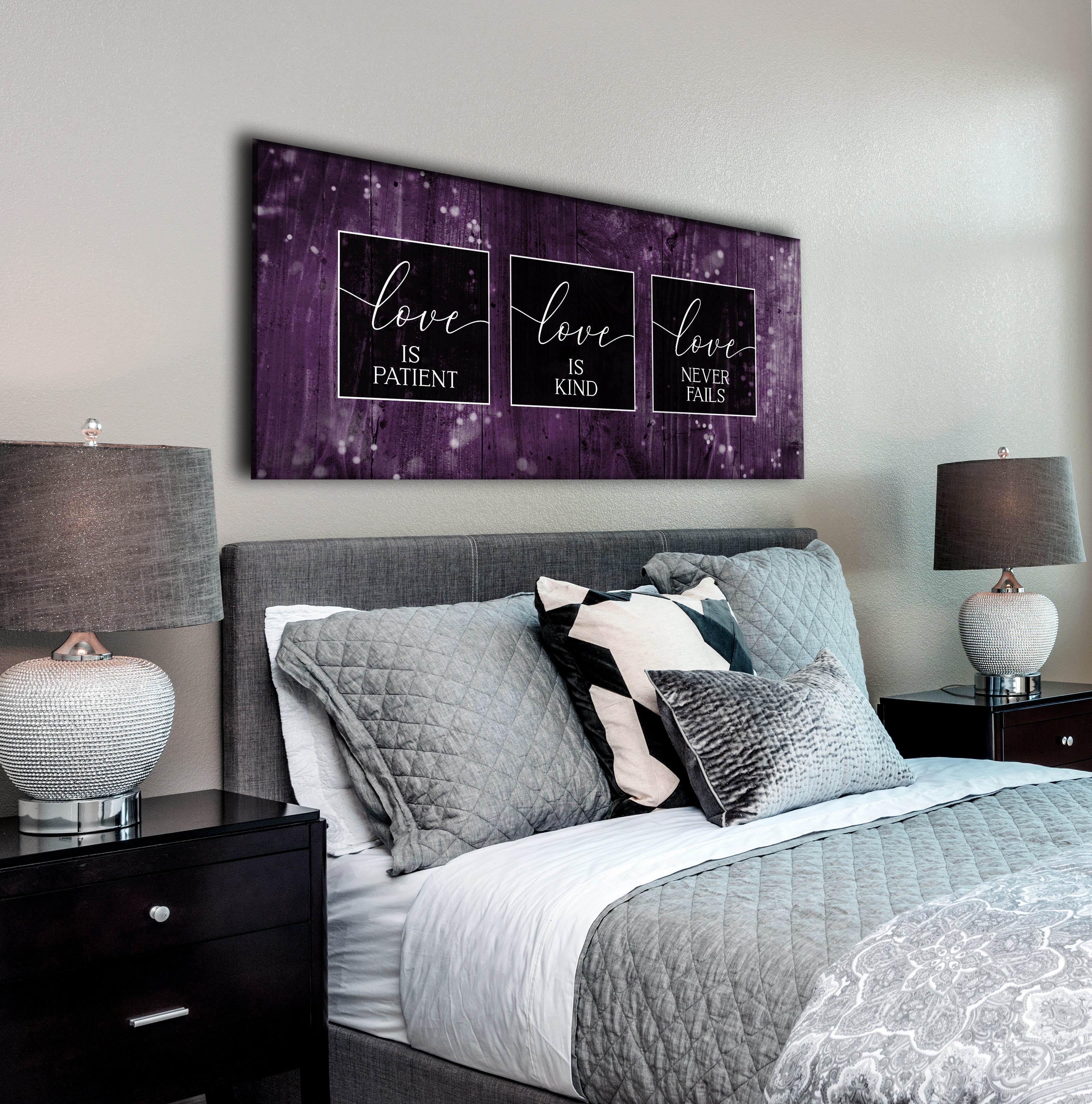 Limited Time Offer! Couples Wall Art - 'Love Is Patient Love Is Kind' with Wood Frame, Ready to Hang