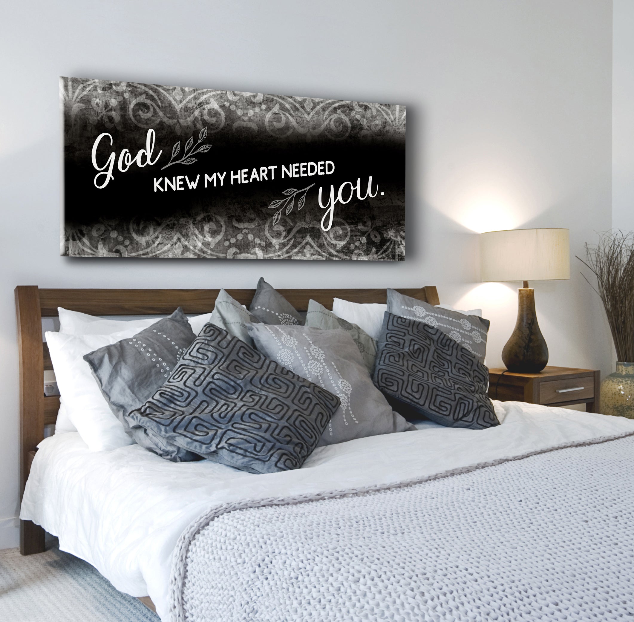 High - Quality Christian Wall Art: God Knew My Heart Needed You V2 with Wood Frame for Easy Hanging