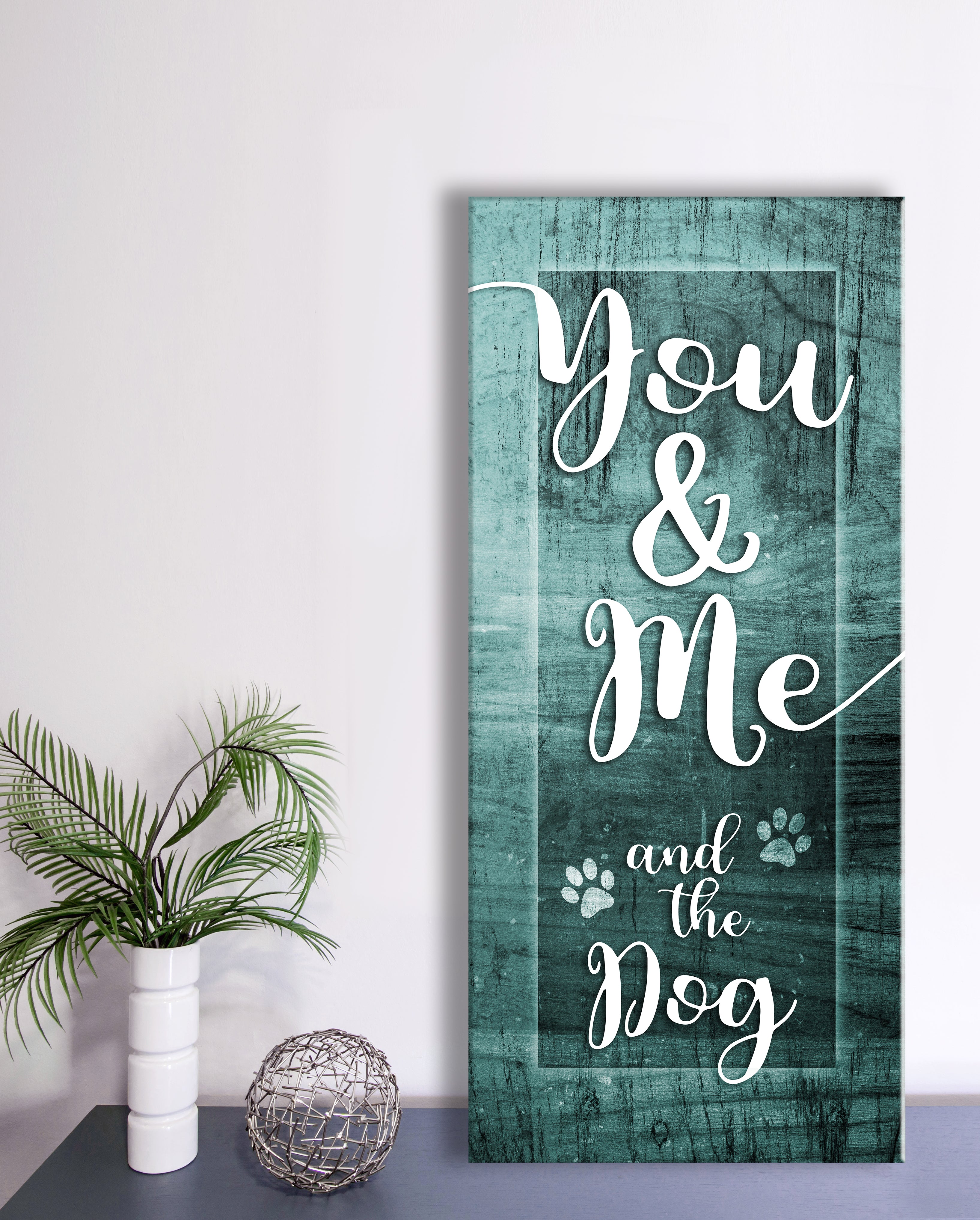 Hot Deal! Pet Wall Art - 'You, Me And The Dog V7' with Wood Frame, Ready To Hang