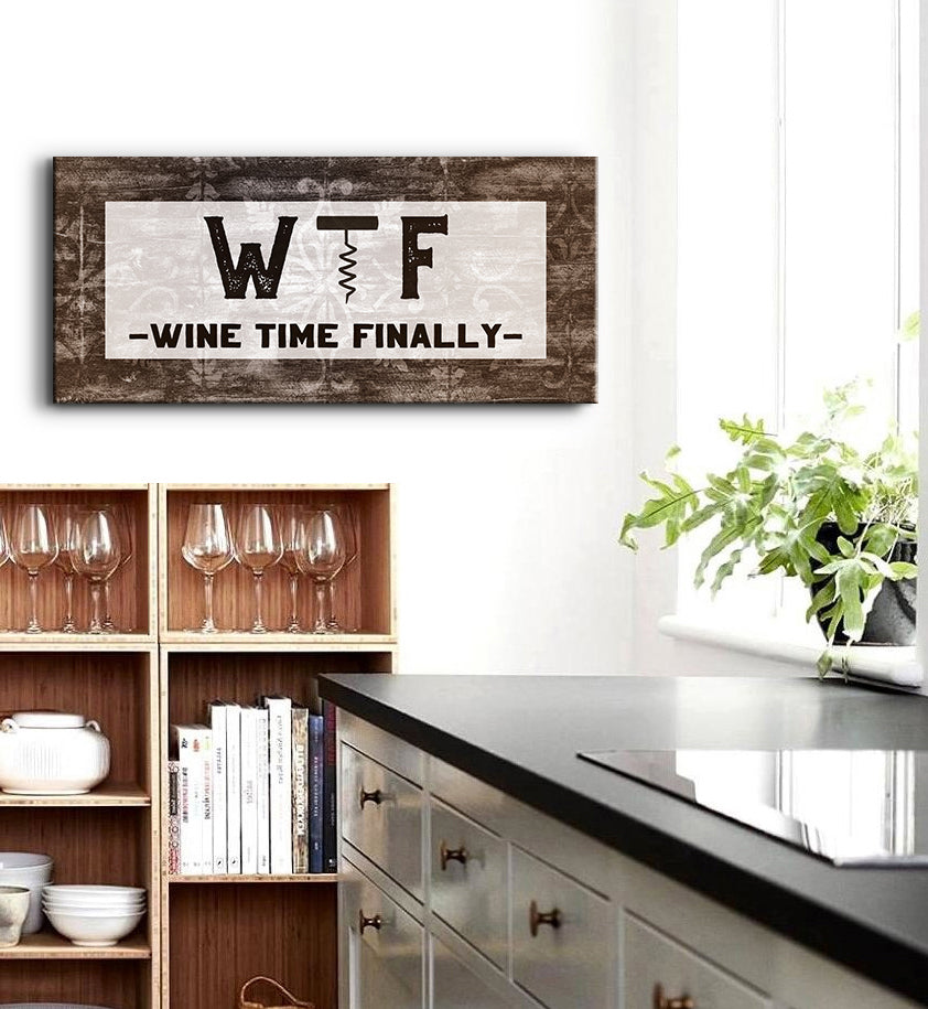 Exclusive Wine Wall Art - Wine Time Finally (Wood Frame, Ready To Hang) - Buy 2 Save 20%