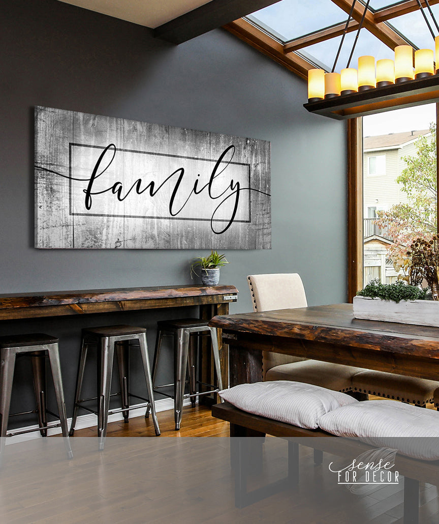 High - Quality Family Word Sign V14 with Wood Frame, Ready to Hang