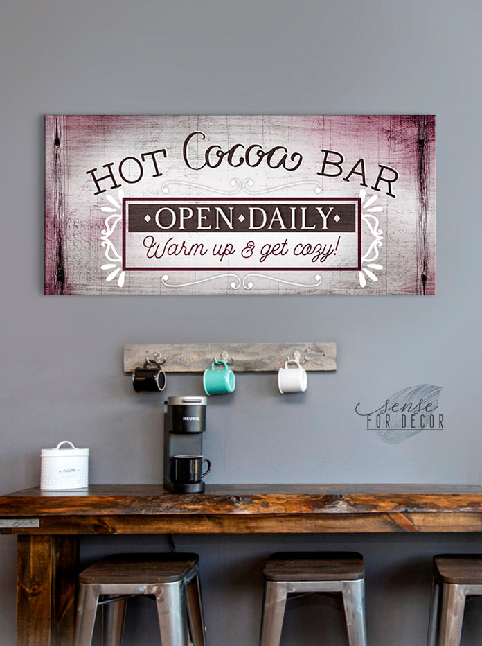Hot Cocoa Bar Coffee Wall Art: Wood Frame, Ready to Hang - Buy 2, Save 20%