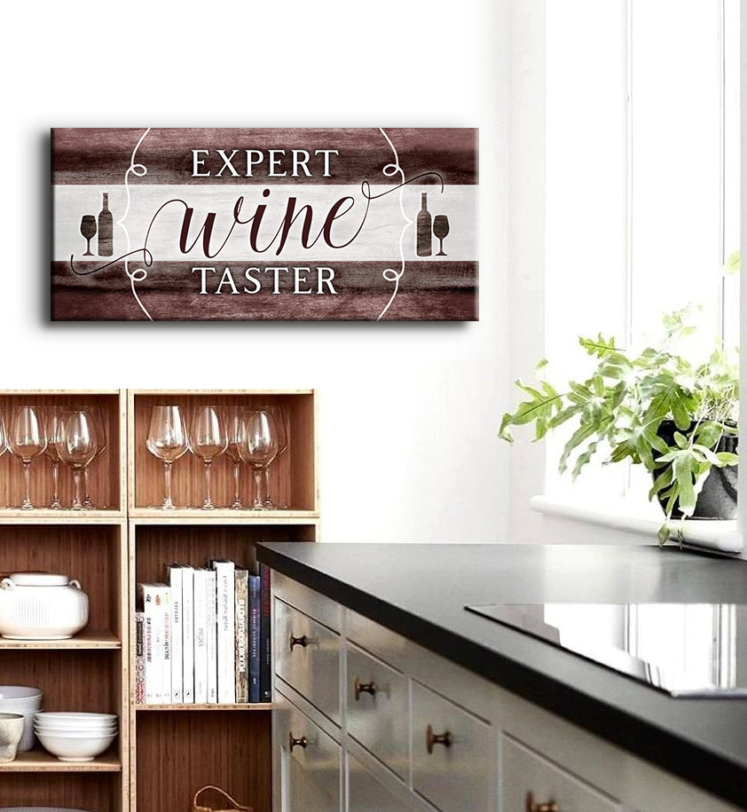 Ready-To-Hang Wood Framed Wine Wall Art for Expert Wine Testers