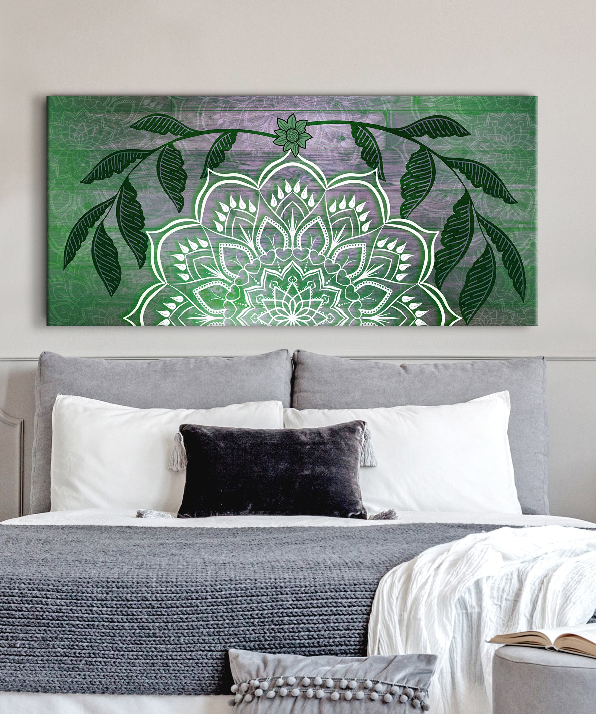 Ready-to-Hang Boho Mandala Wall Art V2 with Wood Frame for Home Decor