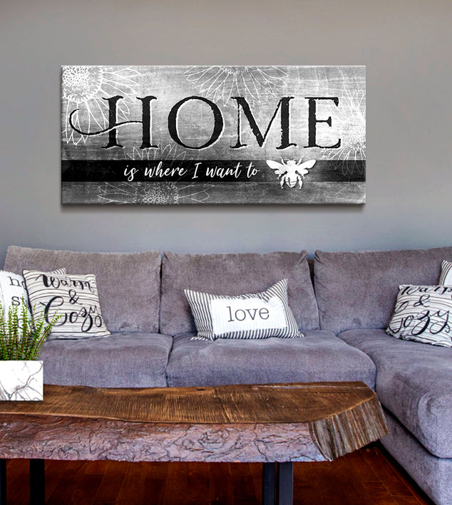 High - Quality Wood - Framed Wall Art: Home is Where I Want to BEE (Ready to Hang)