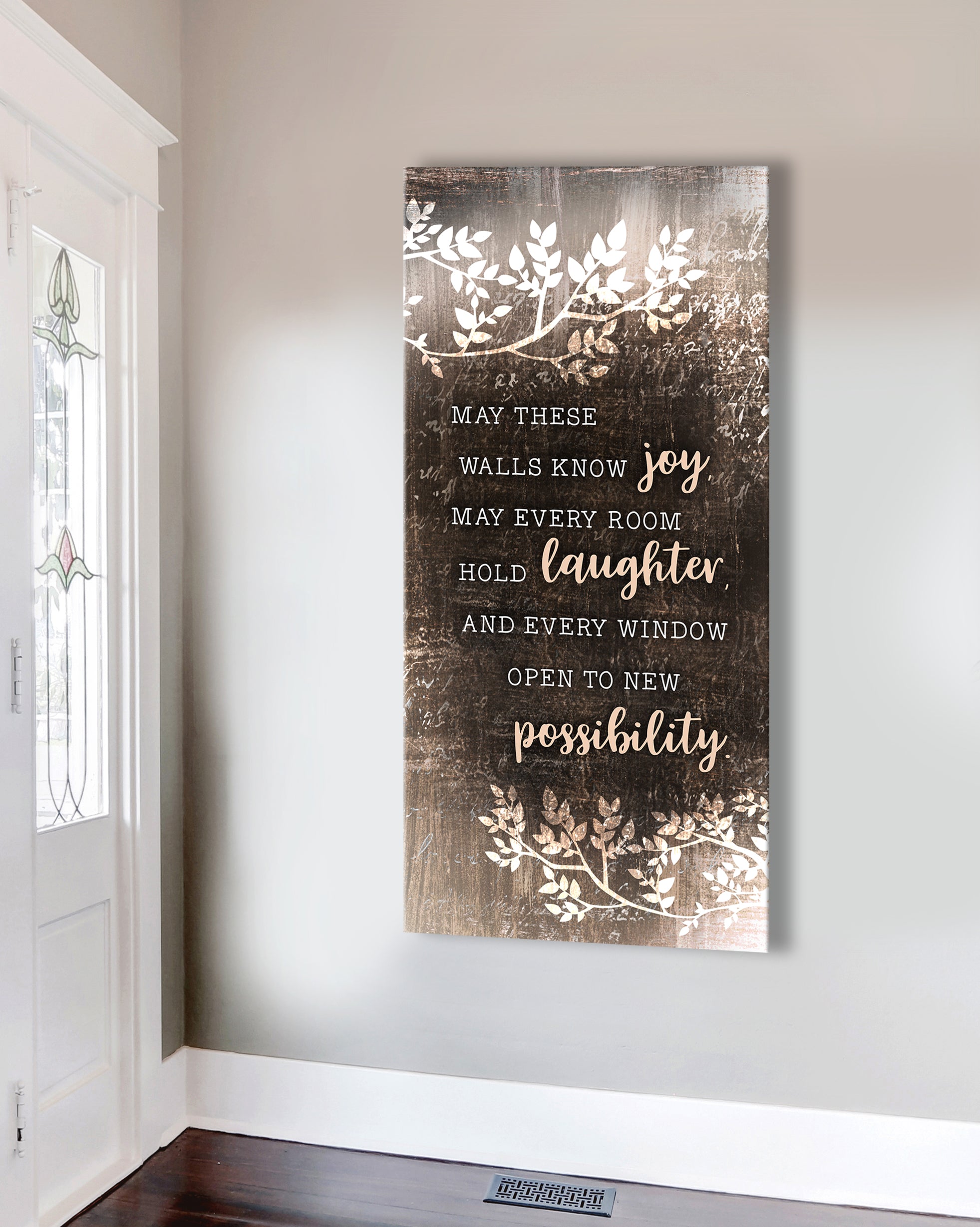 Exclusive Offer! Home Wall Art - 'May These Walls Know Joy' with Wood Frame, Ready to Hang