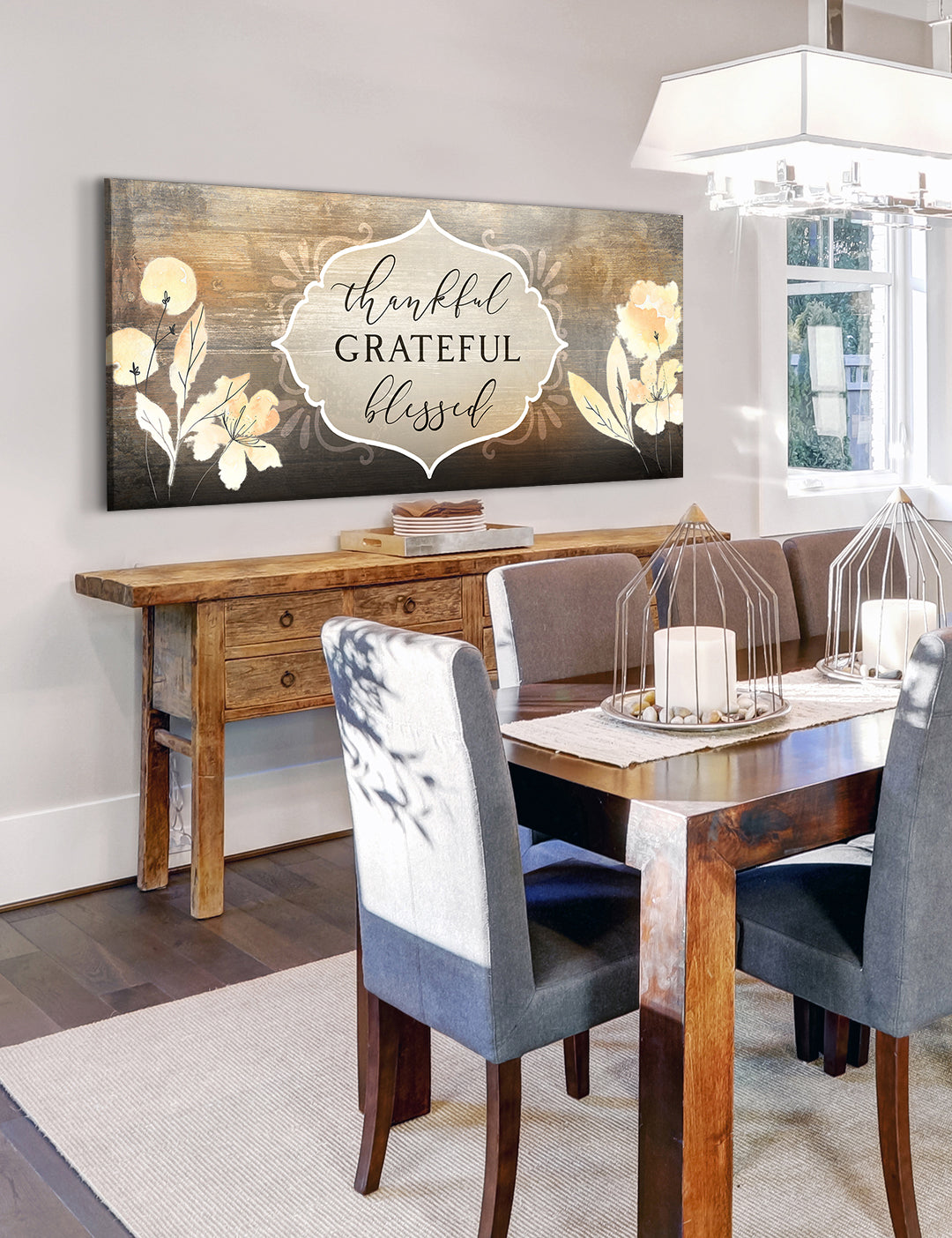 Christian Wall Decor: Thankful Grateful Blessed V12 Wood Framed Wall Art - Ready To Hang, Buy 2 Save 20%