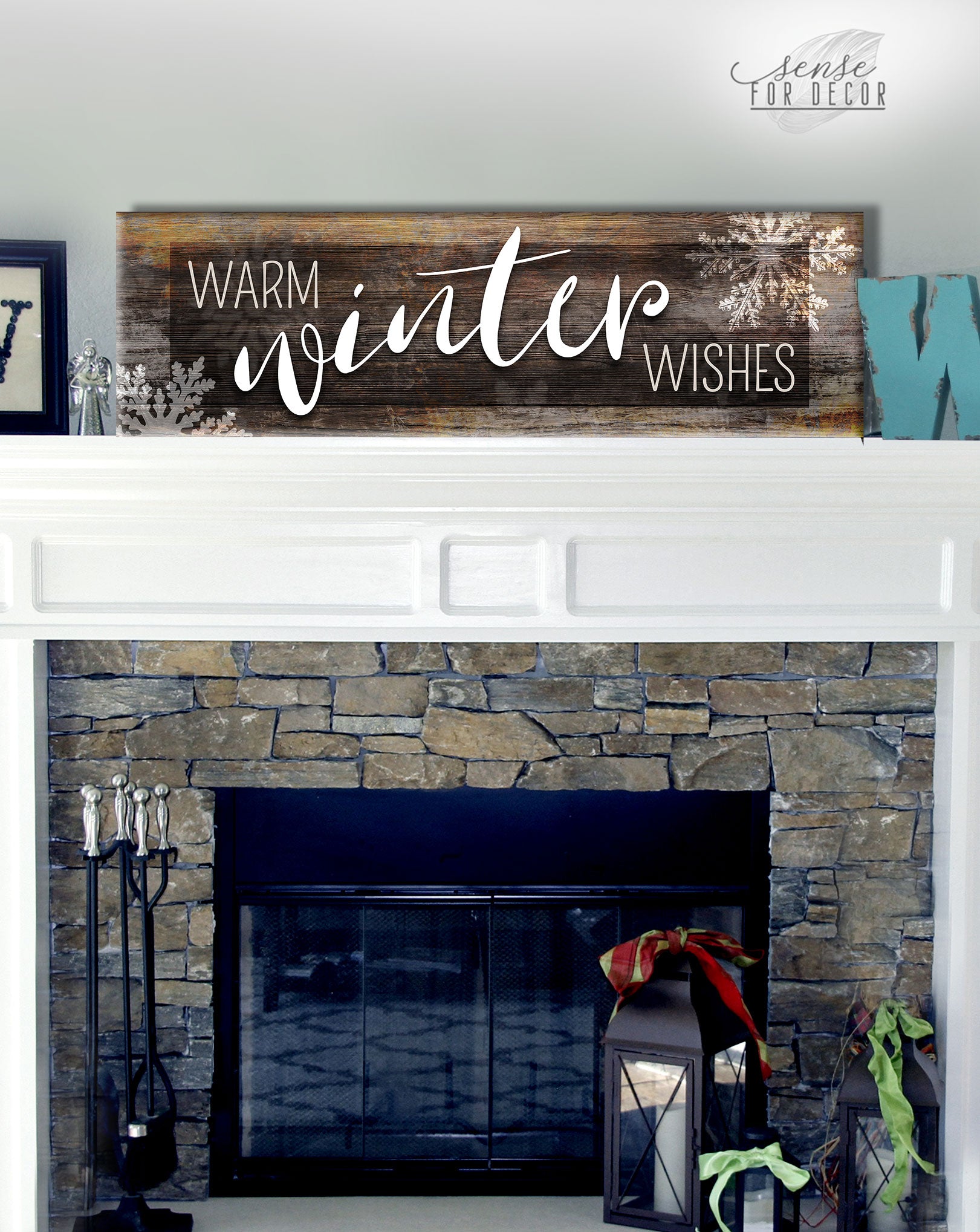 Hot Deal! Warm Winter Wishes Holiday Wall Art with Wood Frame, Ready to Hang