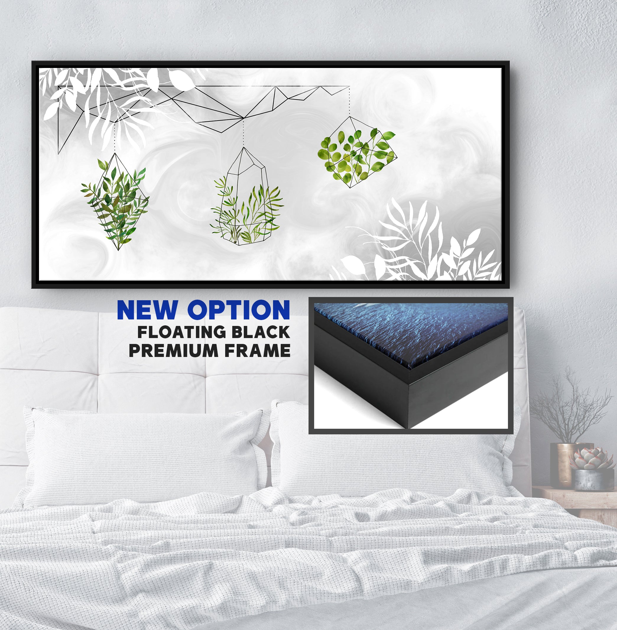 Suspended Wood-Frame Plants Wall Art, Ready To Hang
