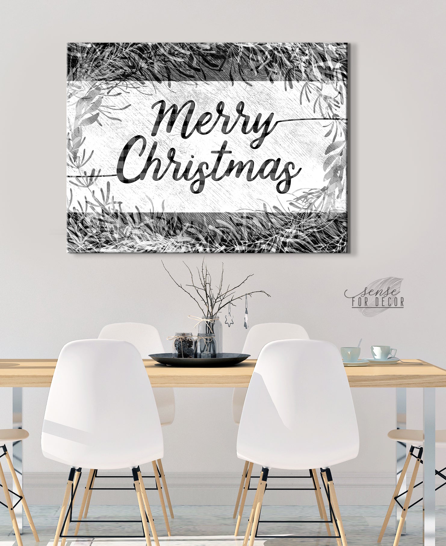 Hot! Merry Christmas Plaid Wall Art with Wood Frame, Ready to Hang