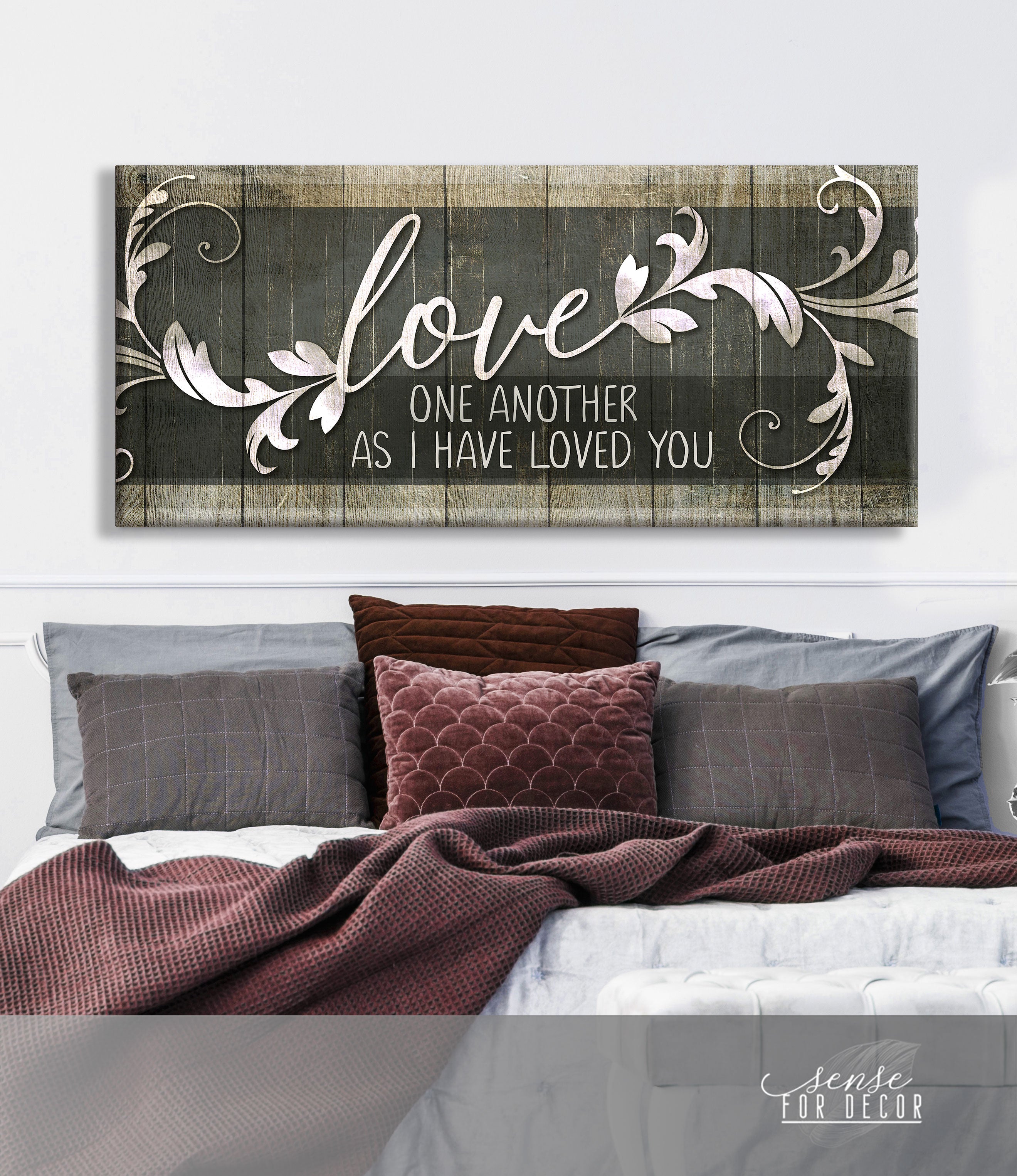High - Quality Wood - Framed Christian Wall Art: 'Love One Another' Ready to Hang