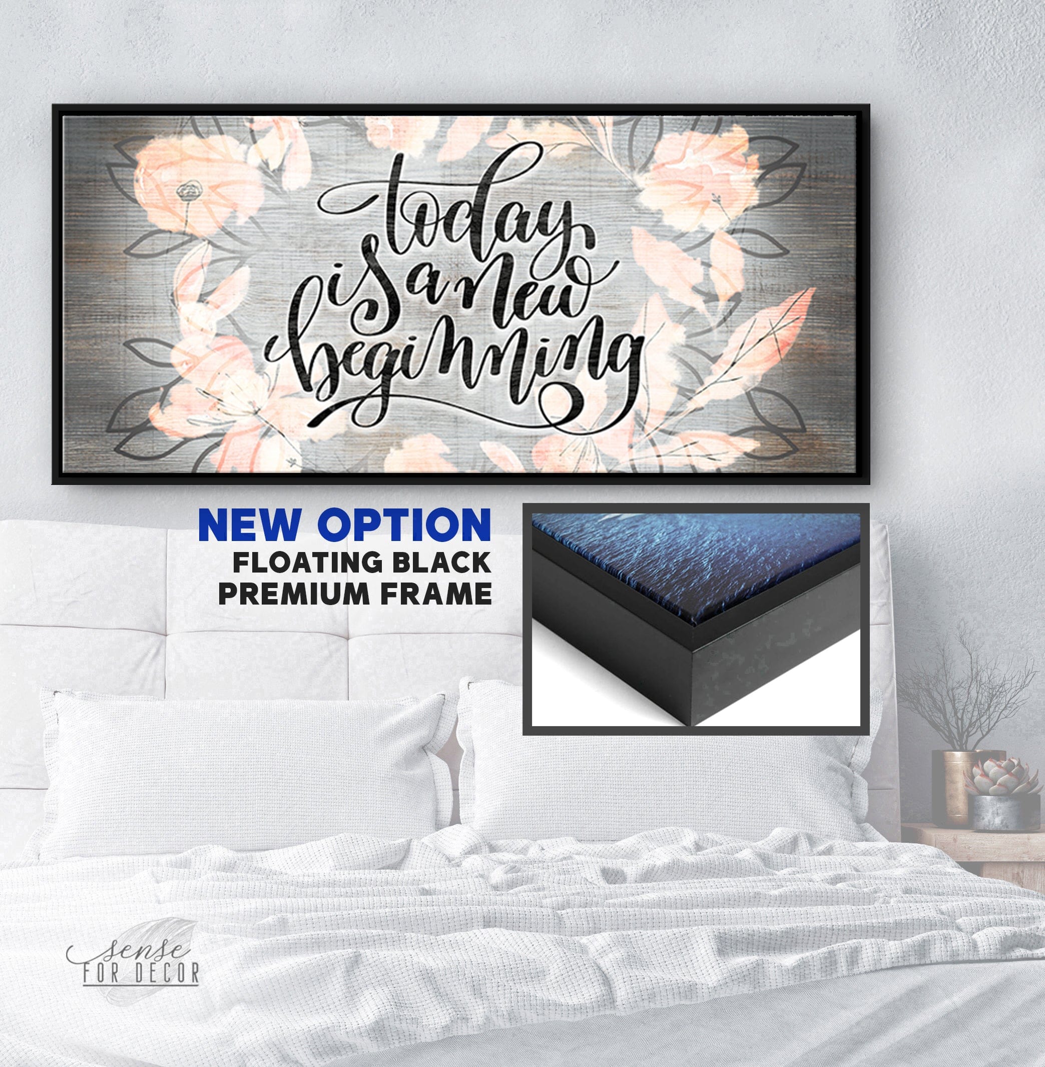 Exclusive Offer! Inspiring Wall Art - 'Today is a New Beginning' with Wood Frame, Ready to Hang