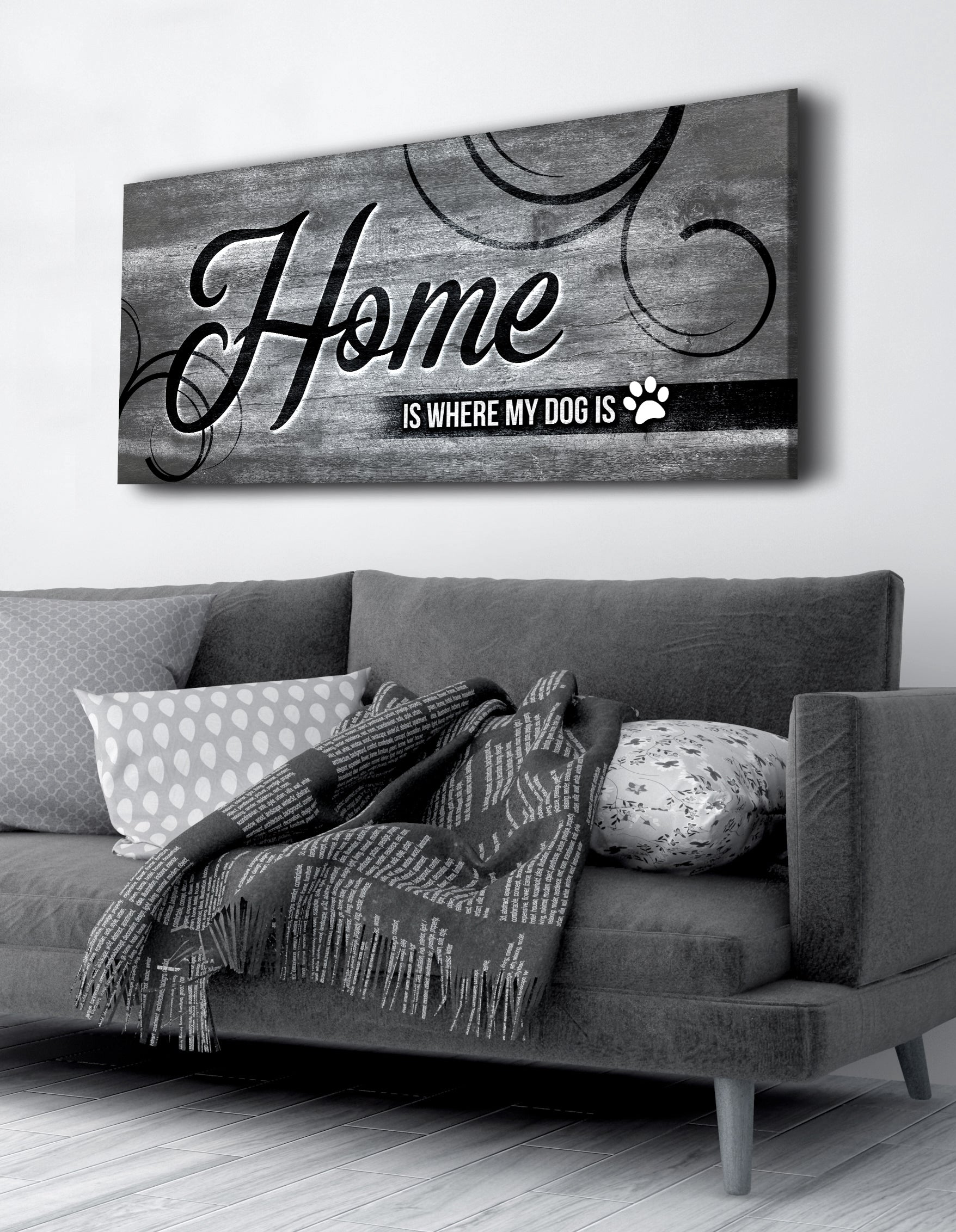 Exclusive Pet Wall Art: 'Home Is Where My Dog Is' with Wood Frame, Ready to Hang - Buy 2 Get 20% Off